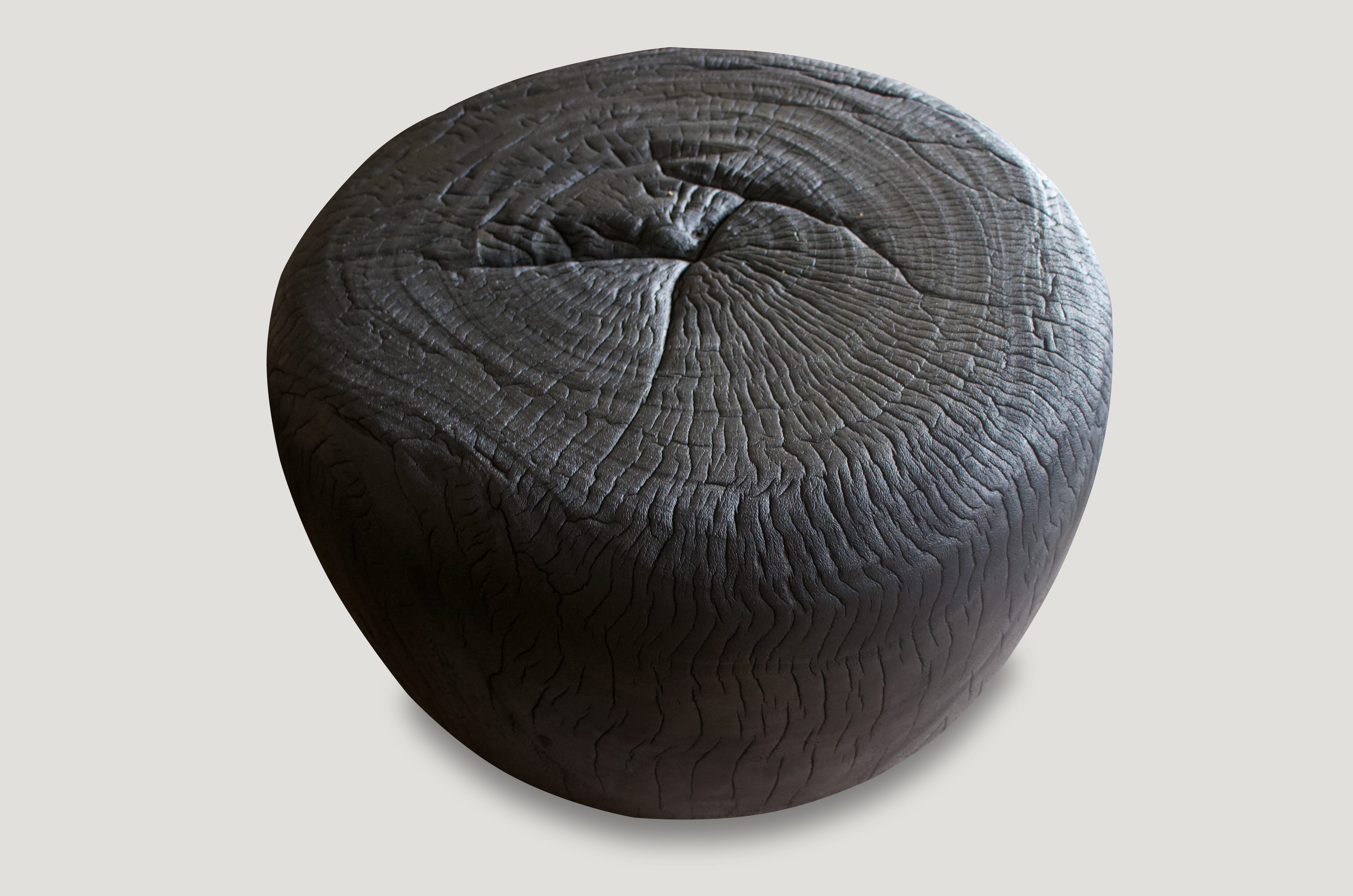 charred drum teak wood coffee table