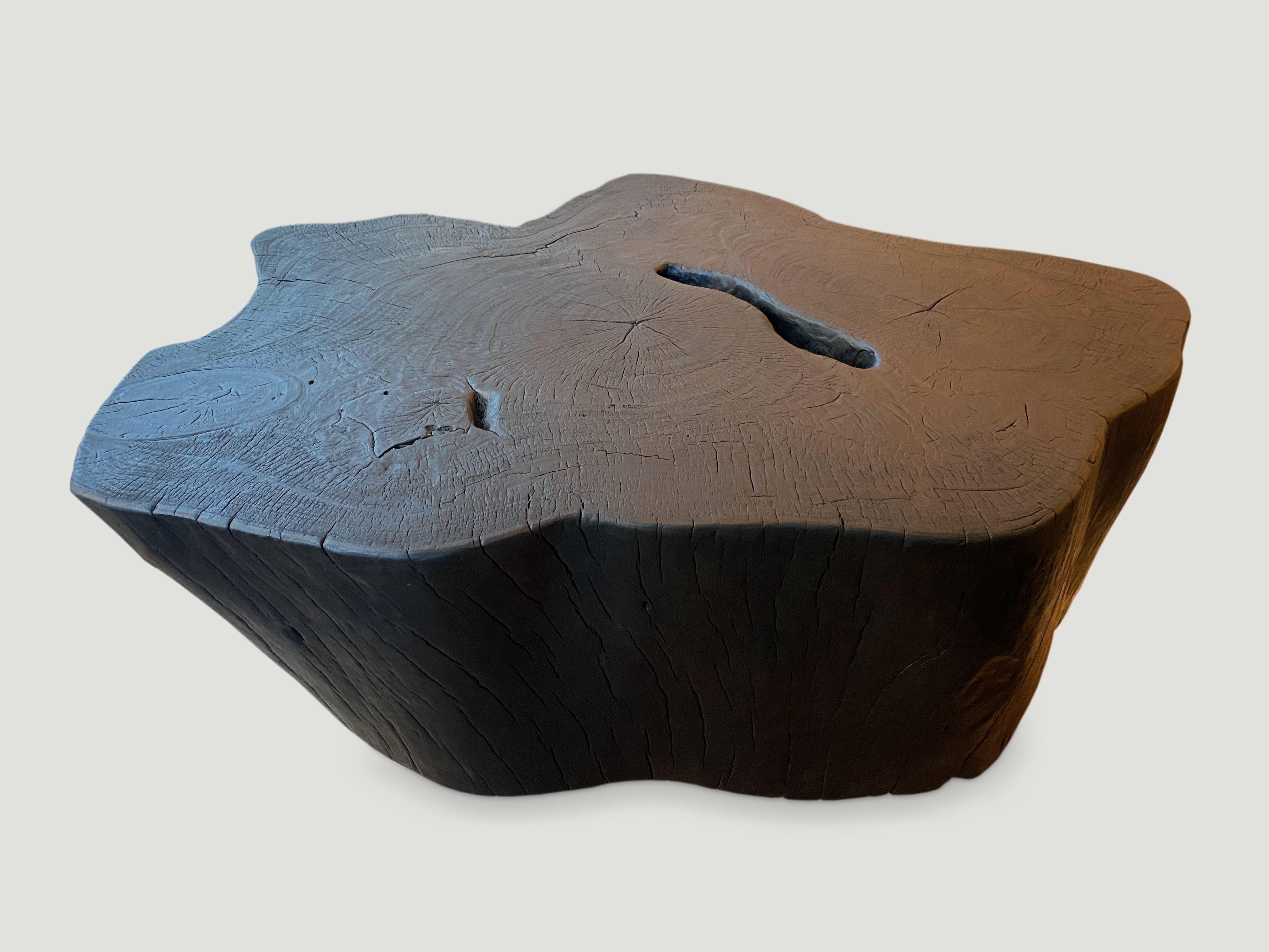 charred teak wood coffee table