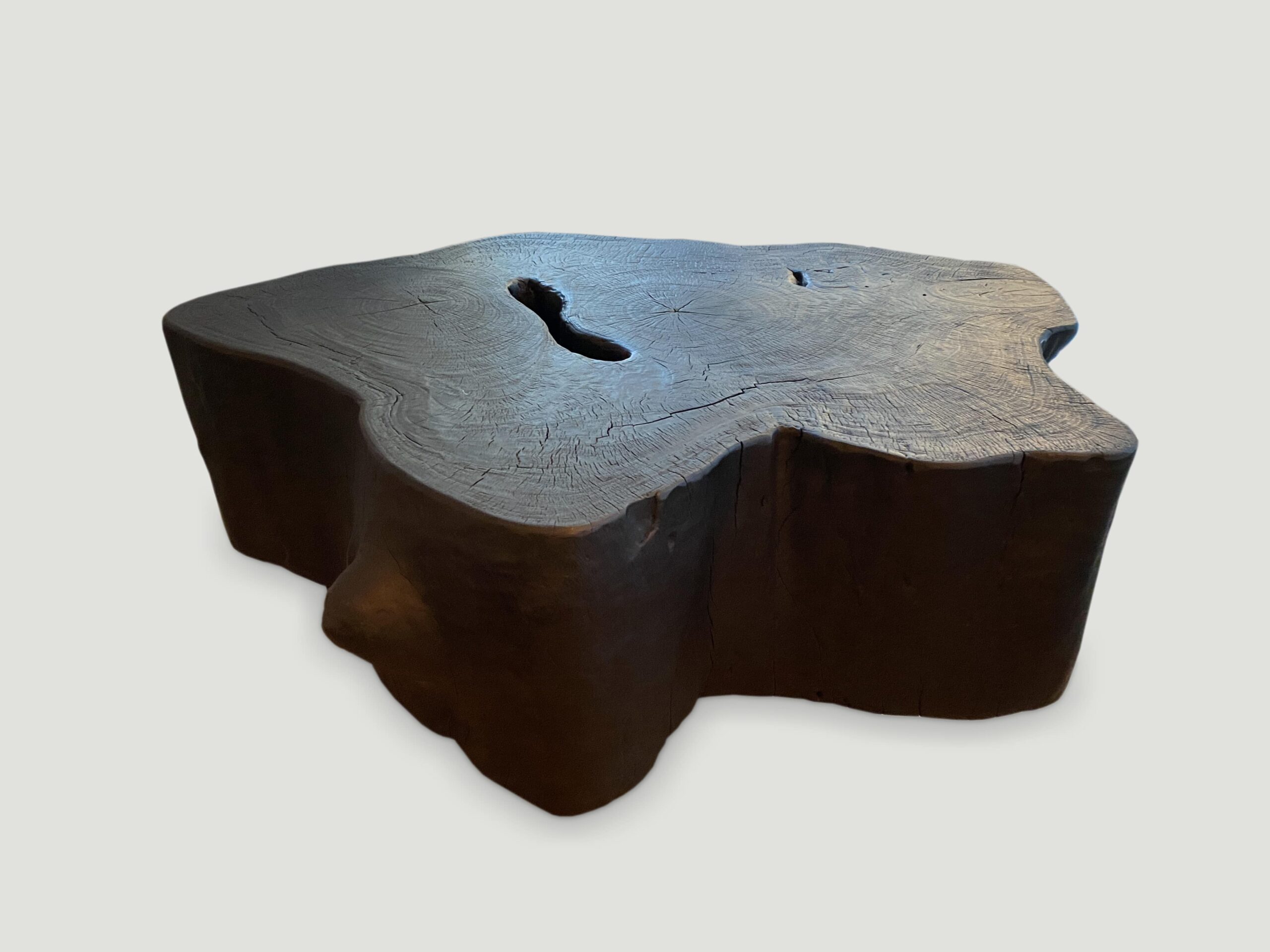 charred teak wood coffee table