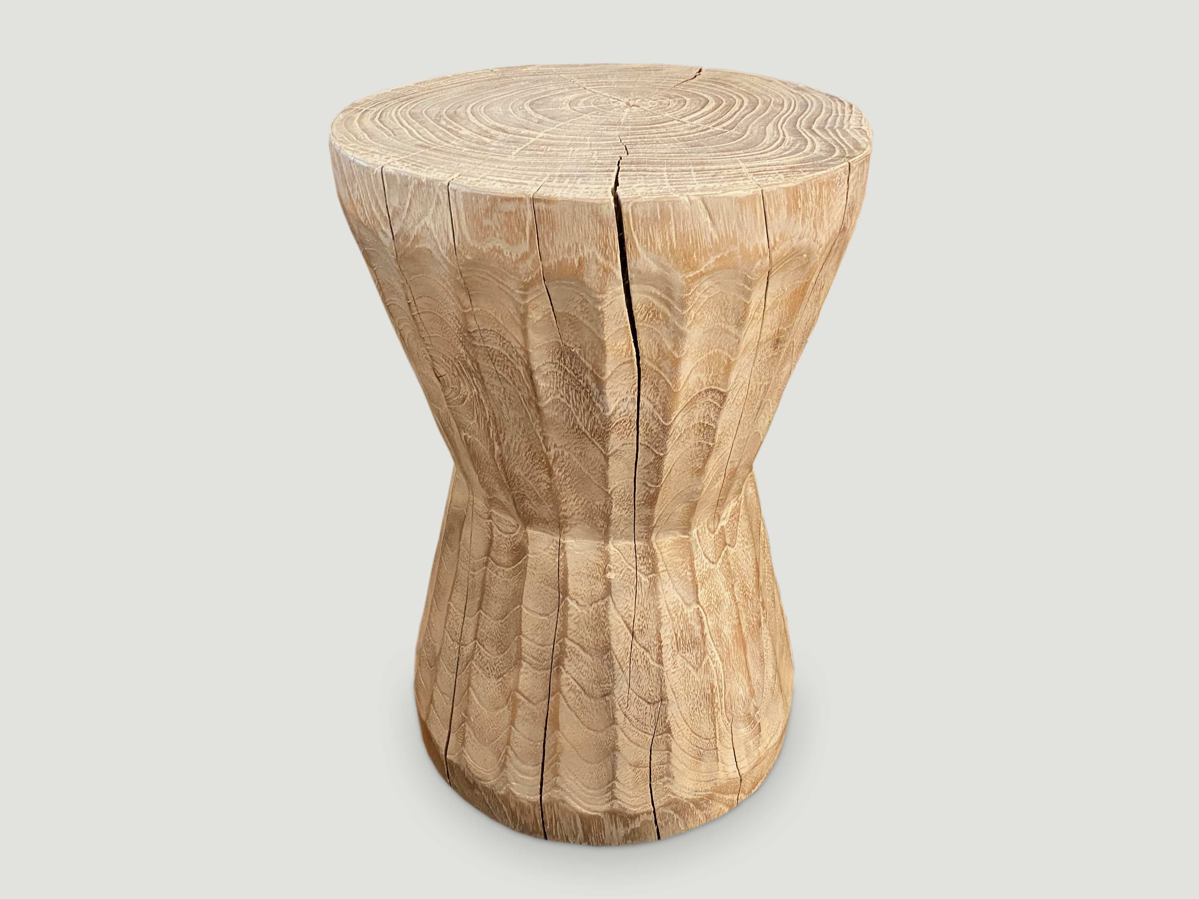 bevelled teak wood side table or stool