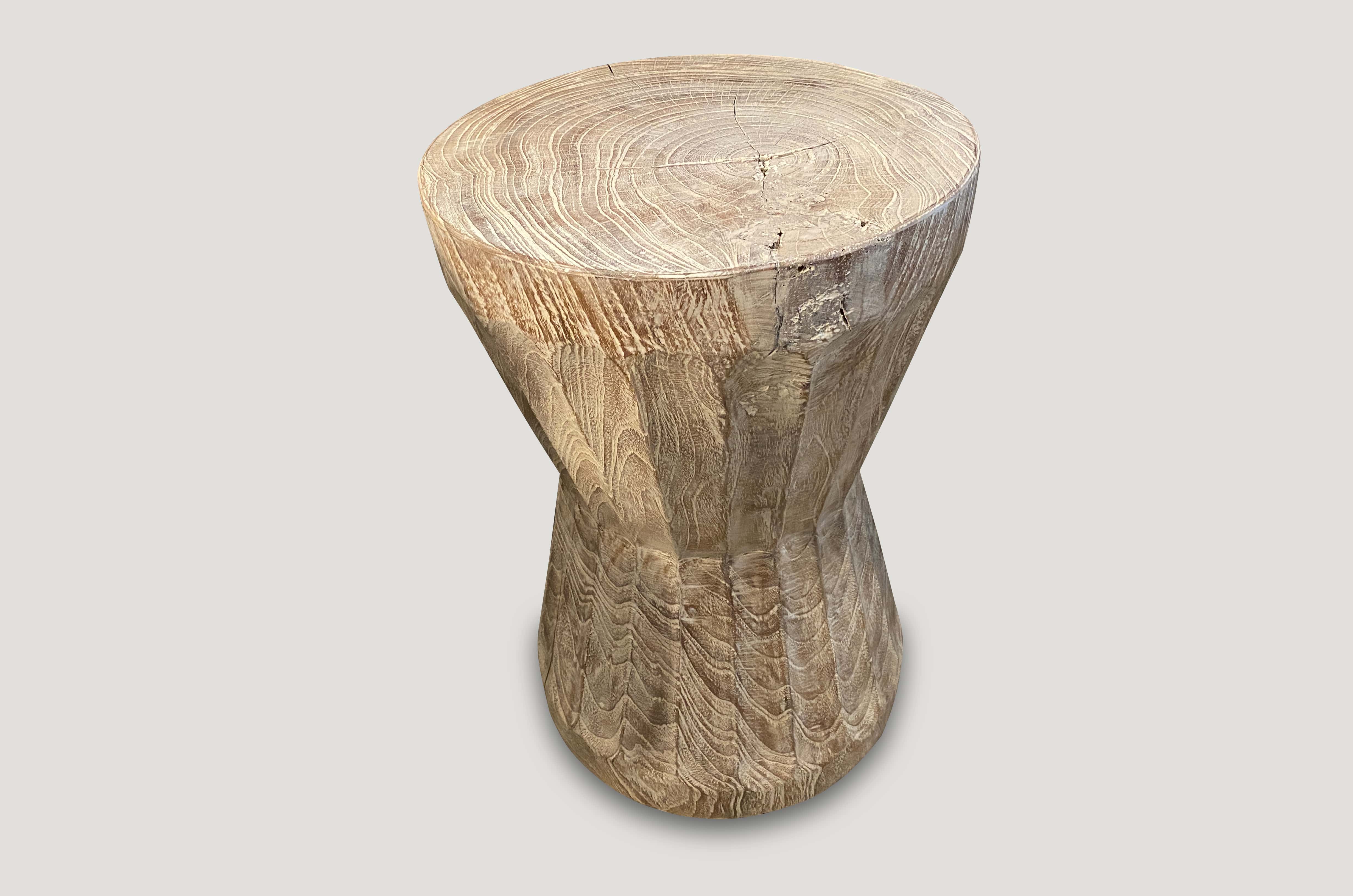 bevelled teak wood stool
