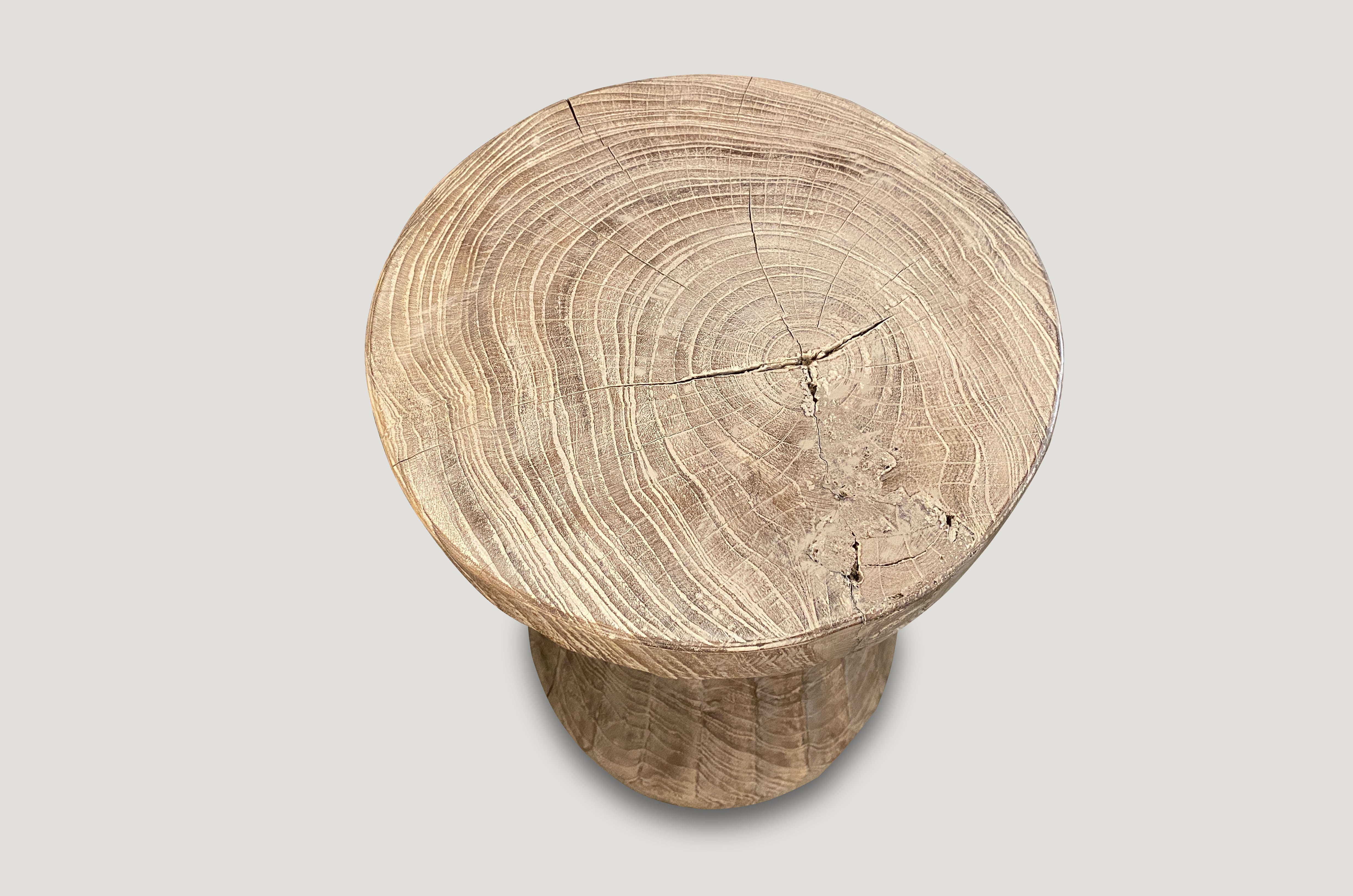 bevelled teak wood stool