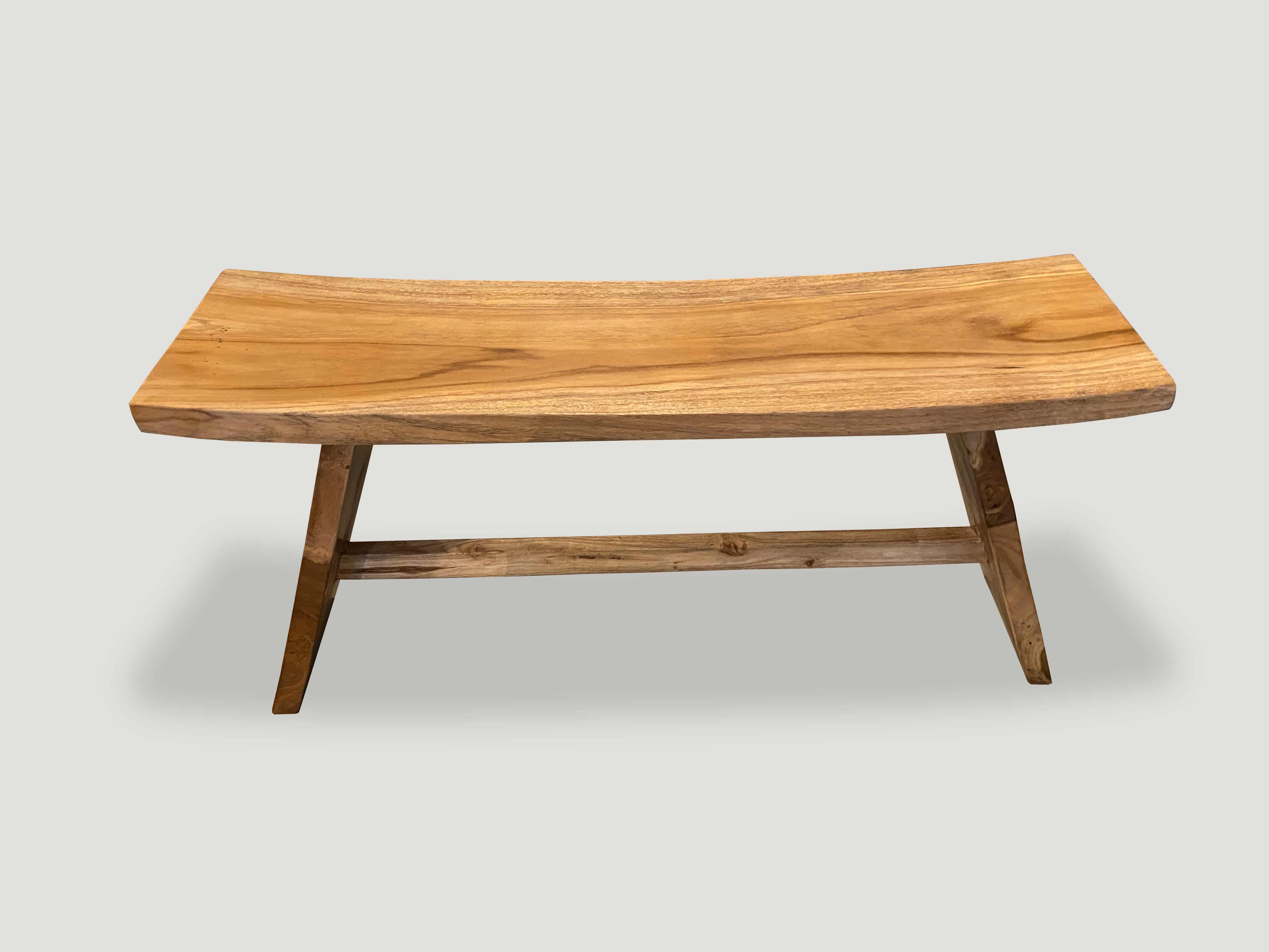 minimalist teak wood bench