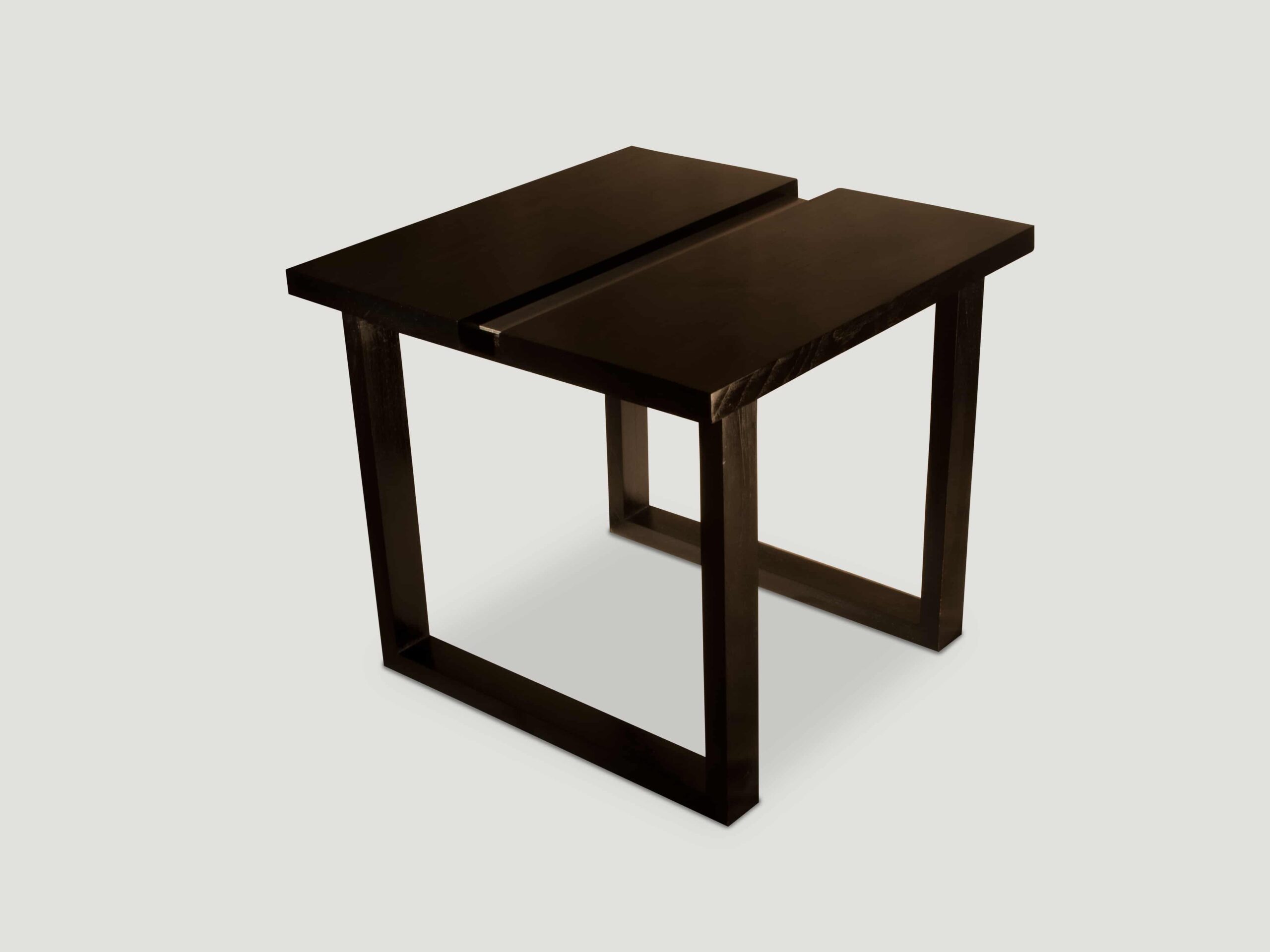 Espresso and Steel Minimalist Side Table