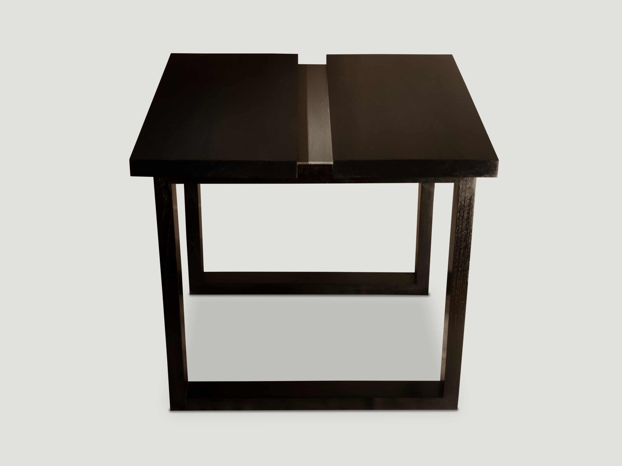 Espresso and Steel Minimalist Side Table
