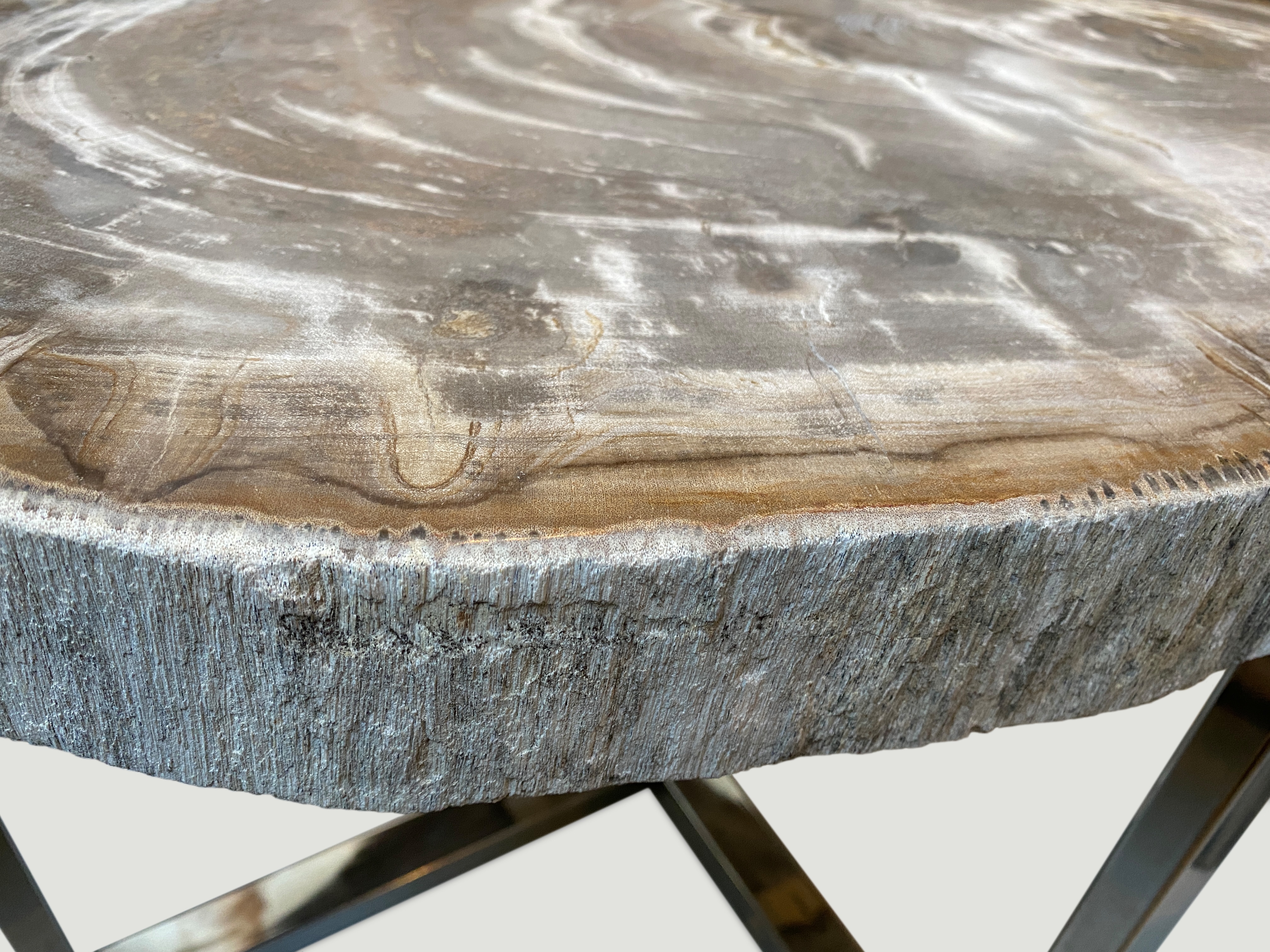 High Quality Petrified Wood Slab Top Side Table