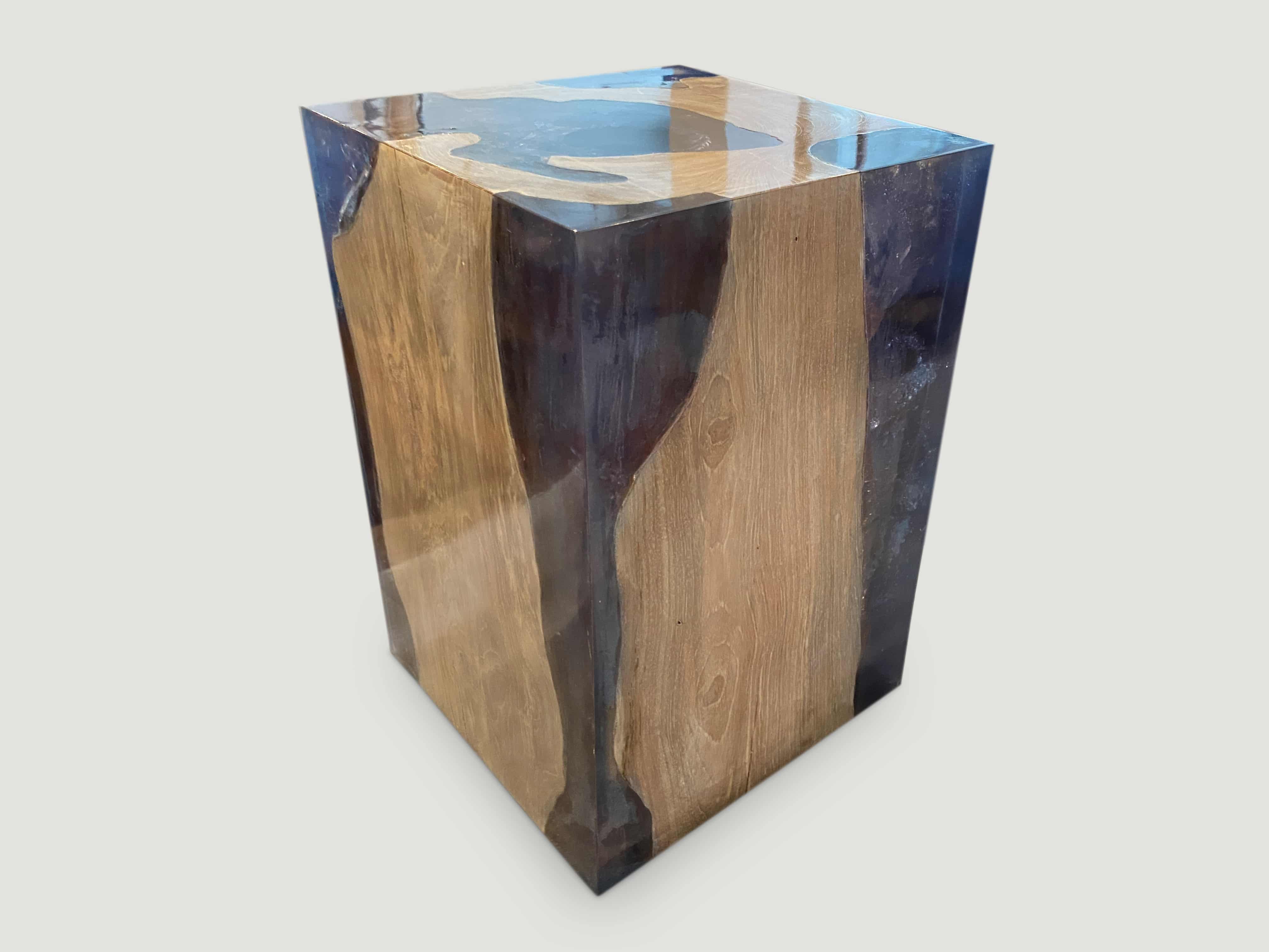 Deep Sea Blue Resin Side Table 83MB - Andrianna Shamaris