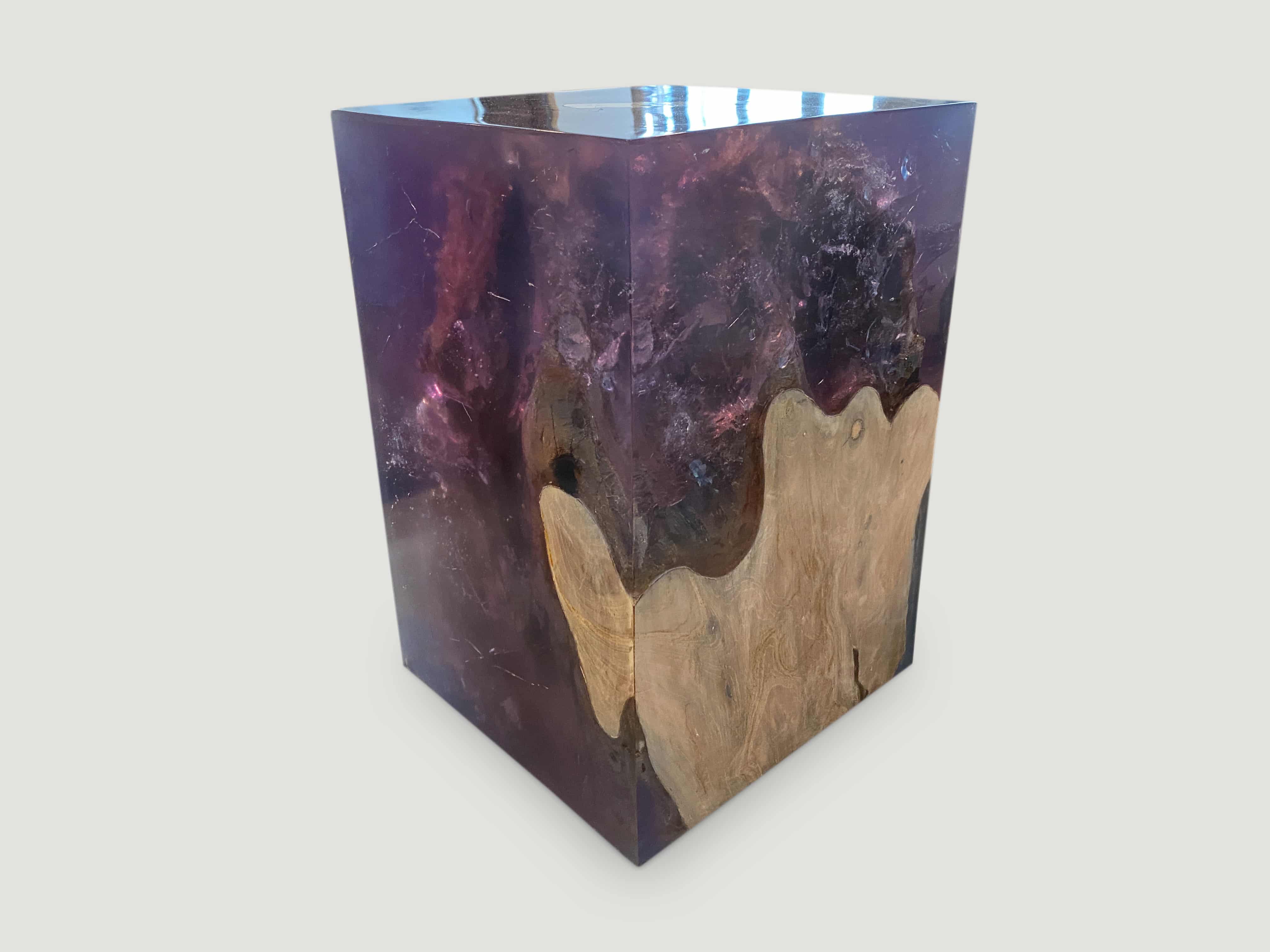 blue resin side table