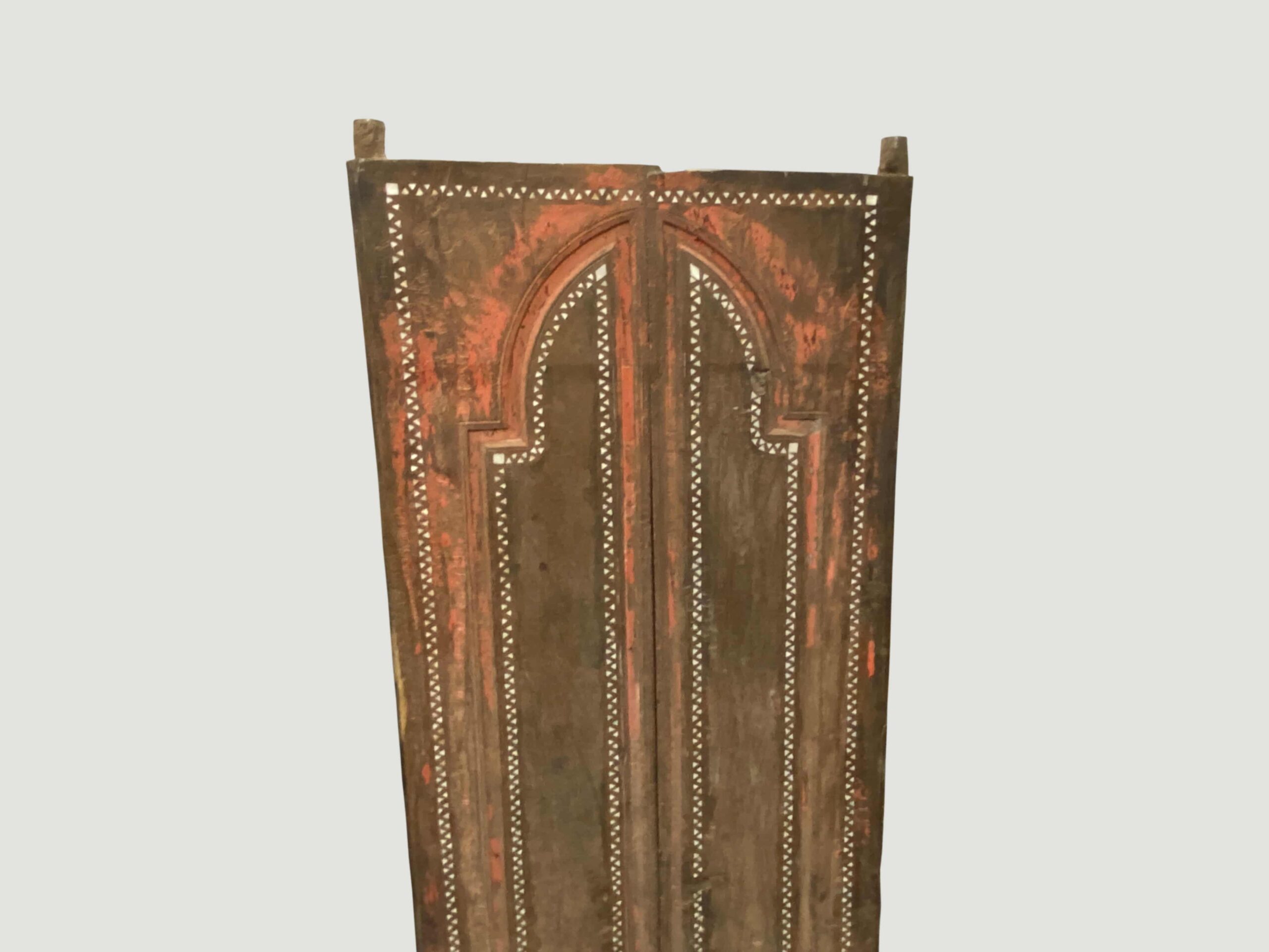 antique temple door with shell inlay