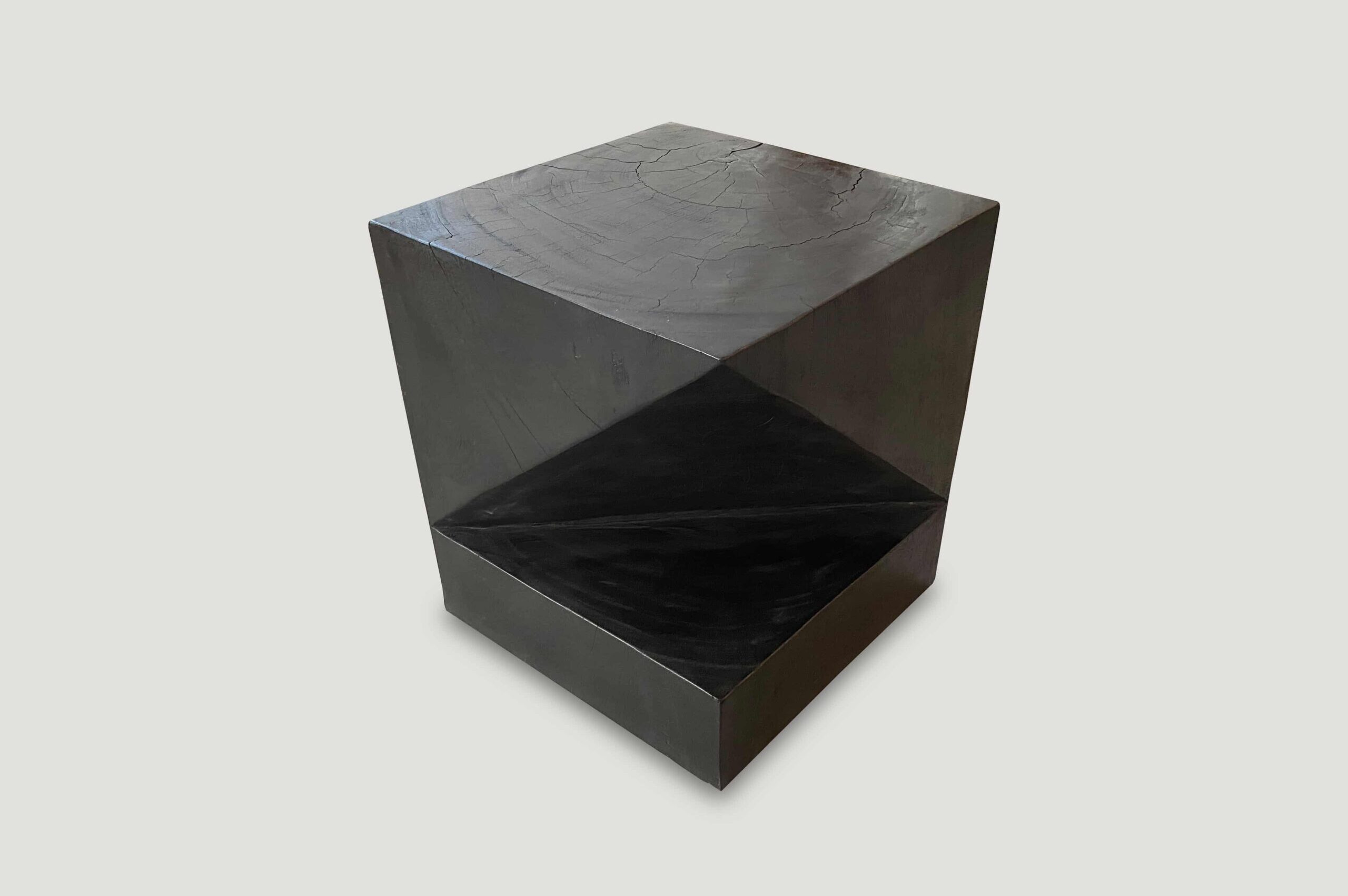 charred origami suar wood side table