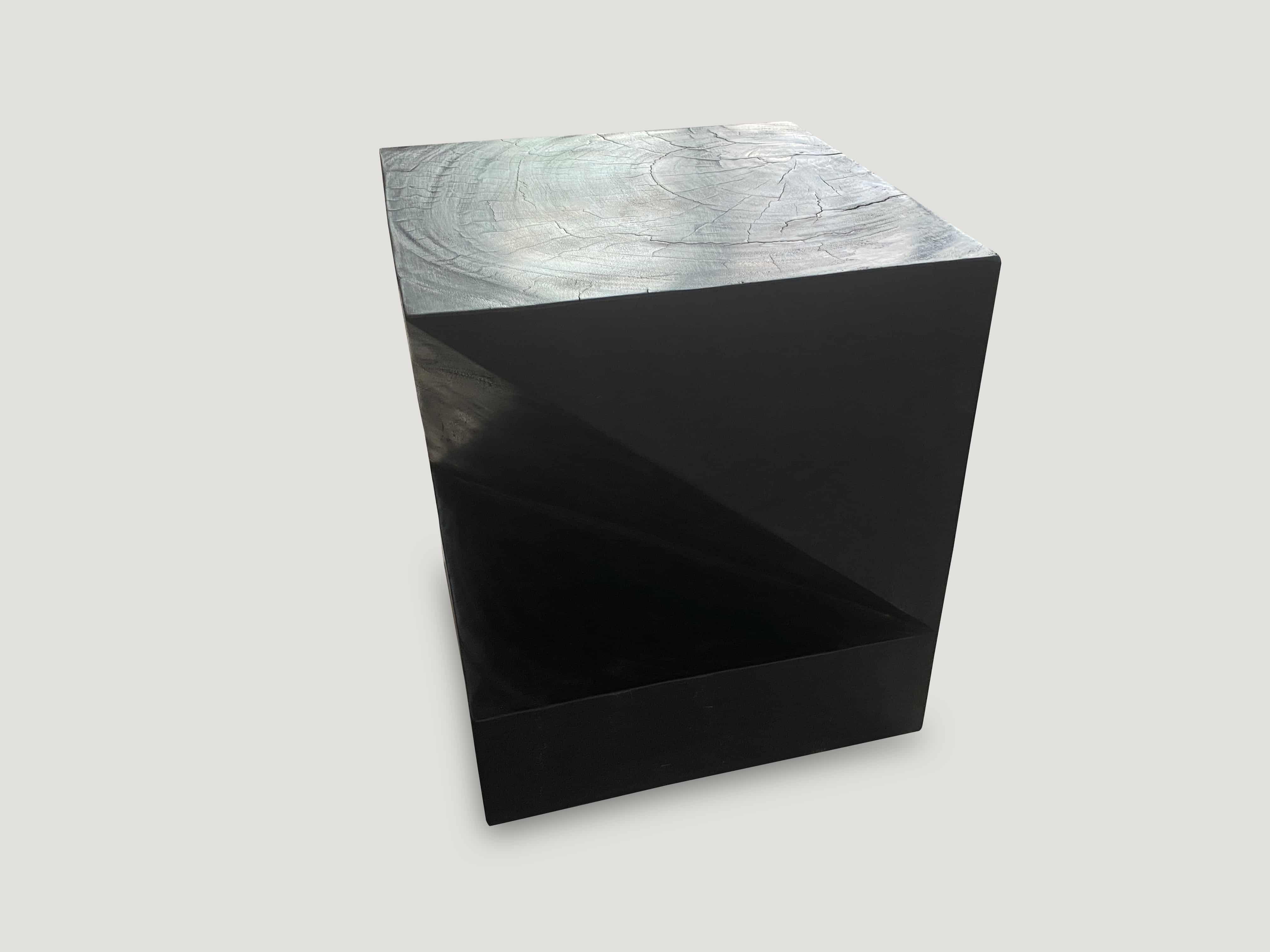 charred origami suar wood side table