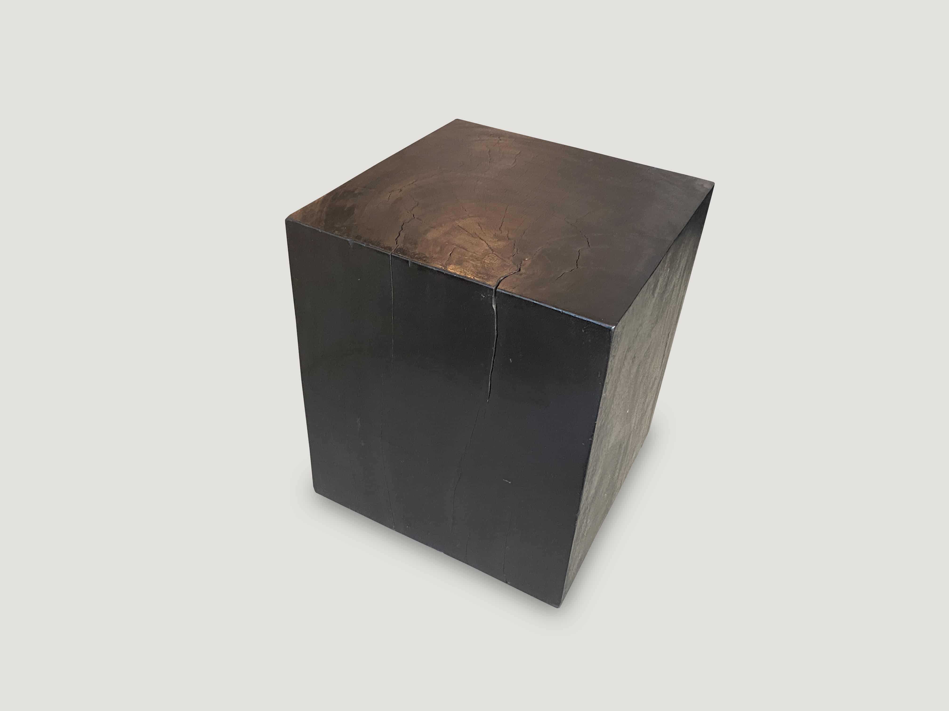 charred origami suar wood side table