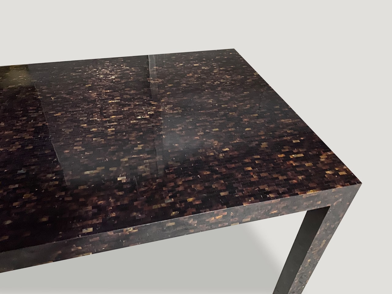 parsons table with hand applied pen shell pieces
