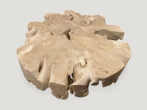 Round Bleached Teak Organic Coffee Table 615A - Andrianna ...