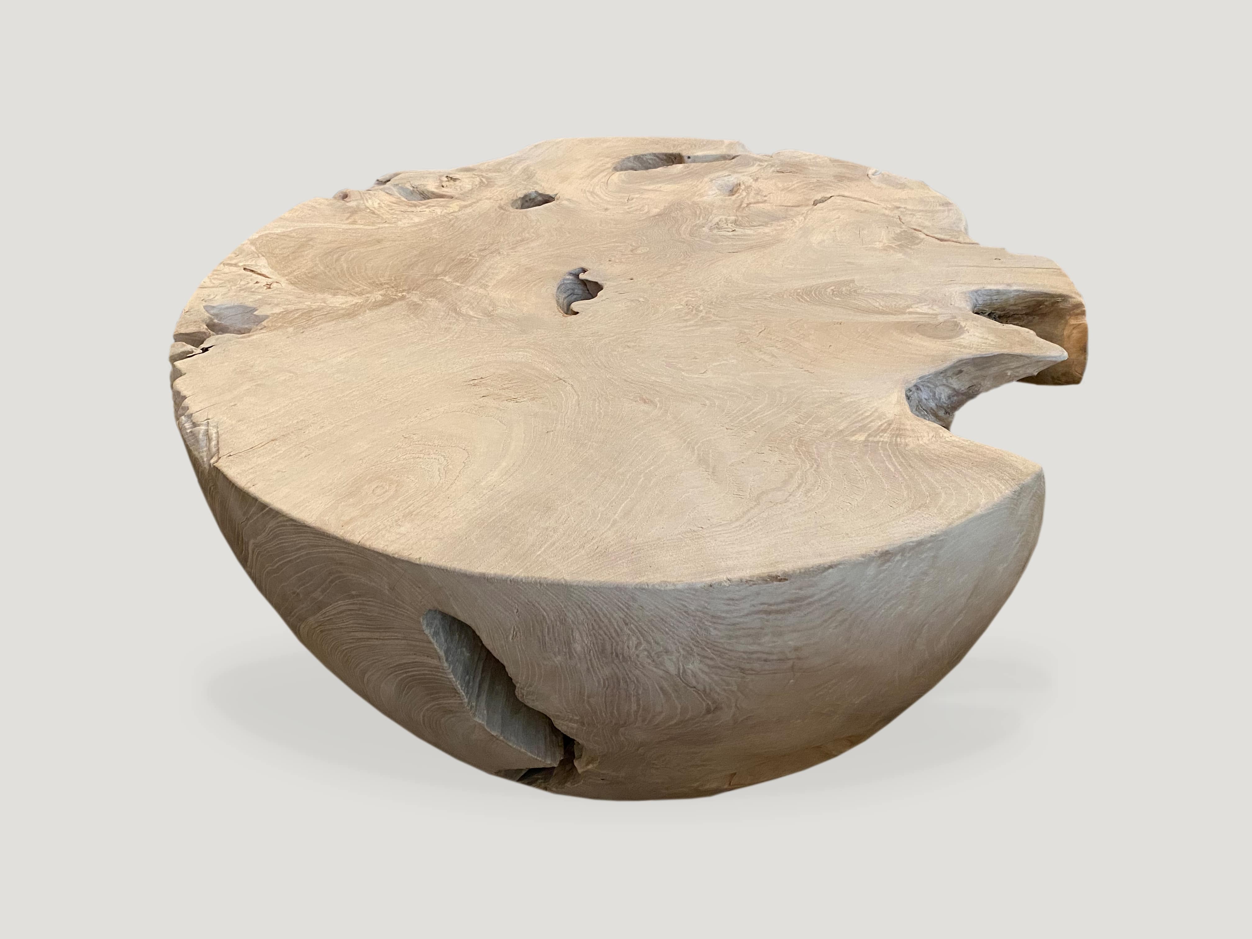 Organic reclaimed round teak coffee table