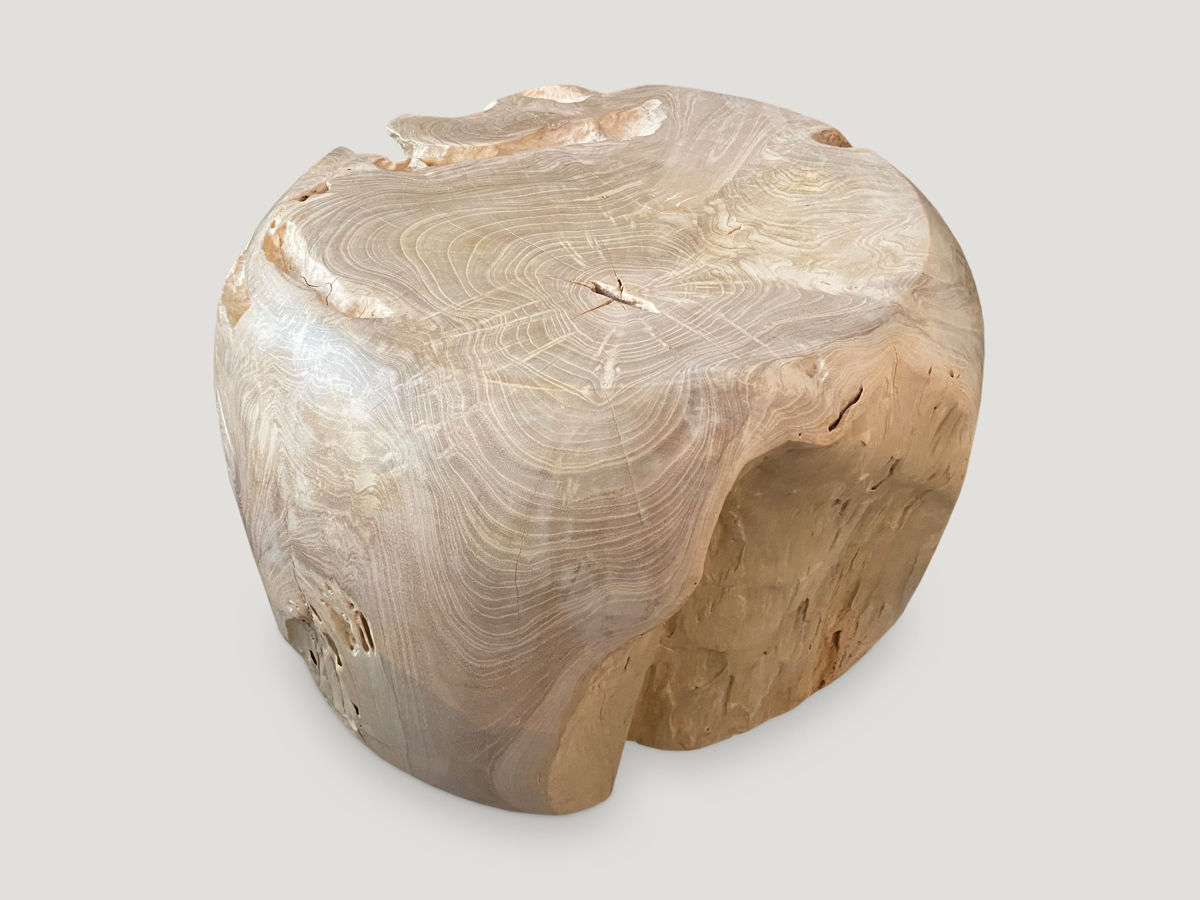Reclaimed teak wood drum side table