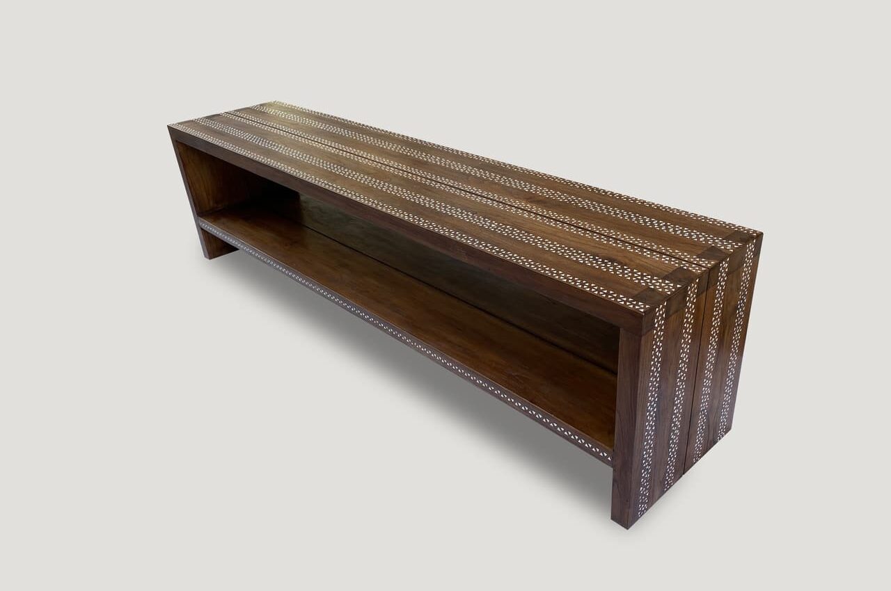 shell inlaid console table