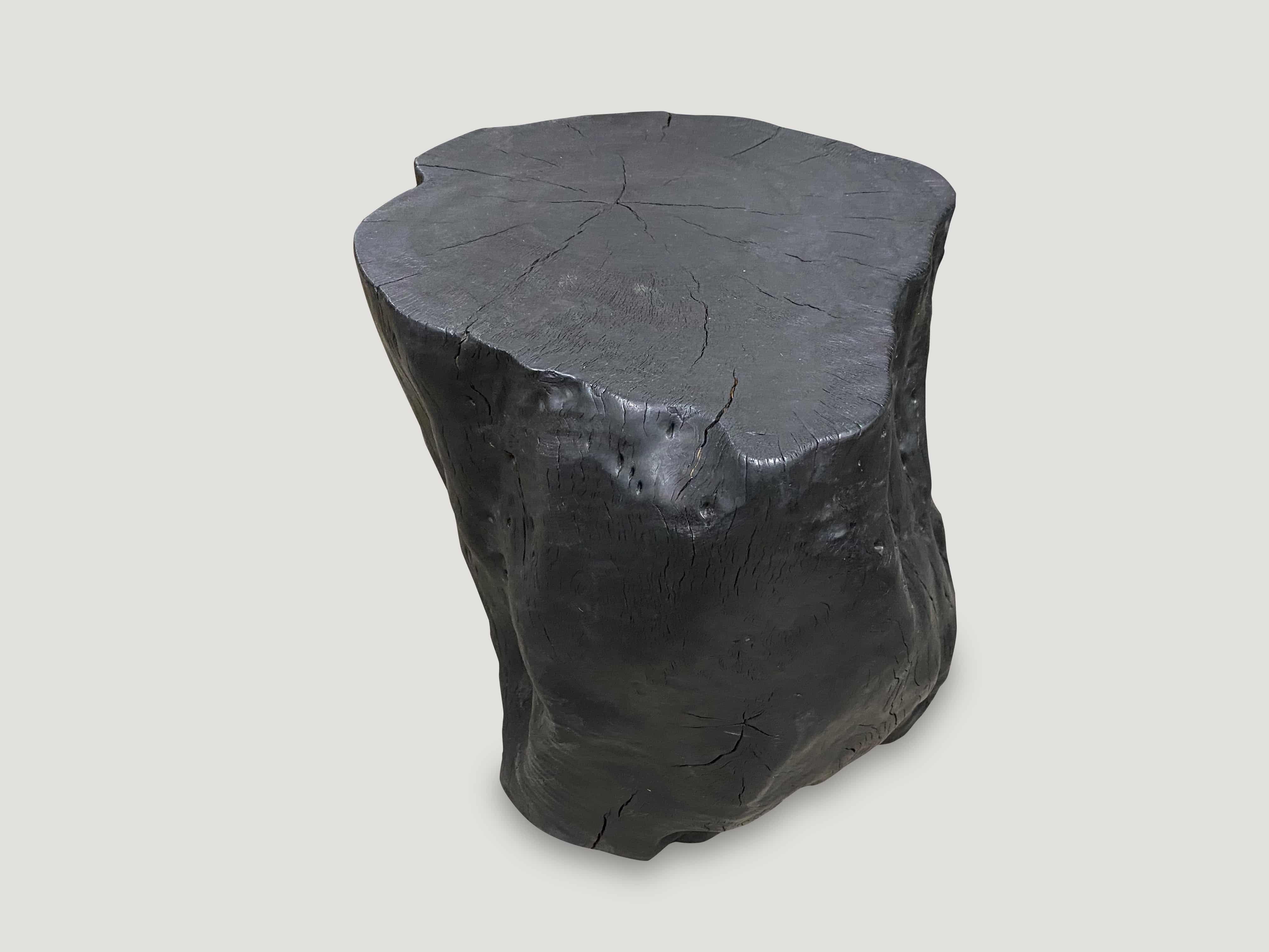 charred lychee wood side table