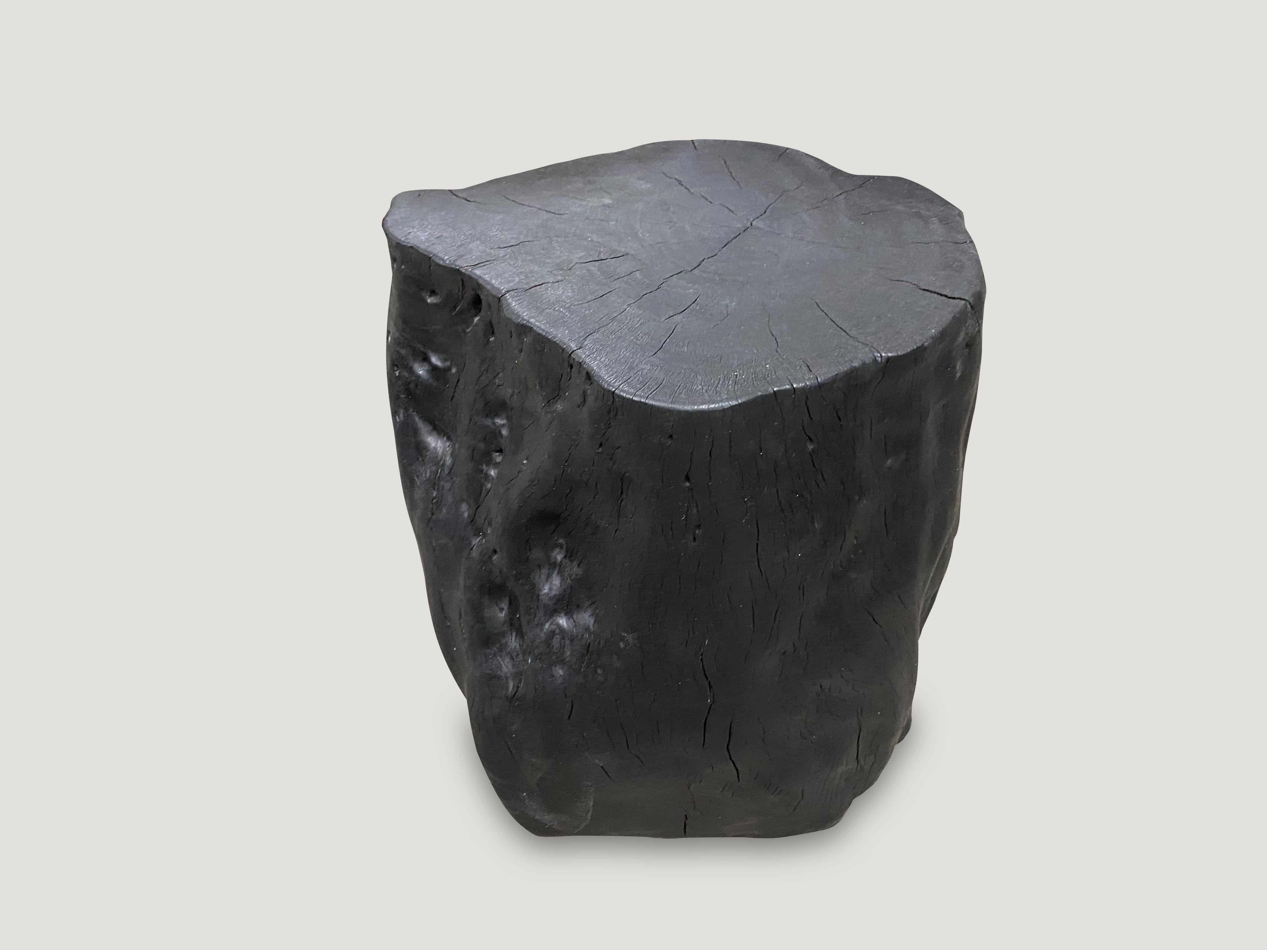 charred lychee wood side table