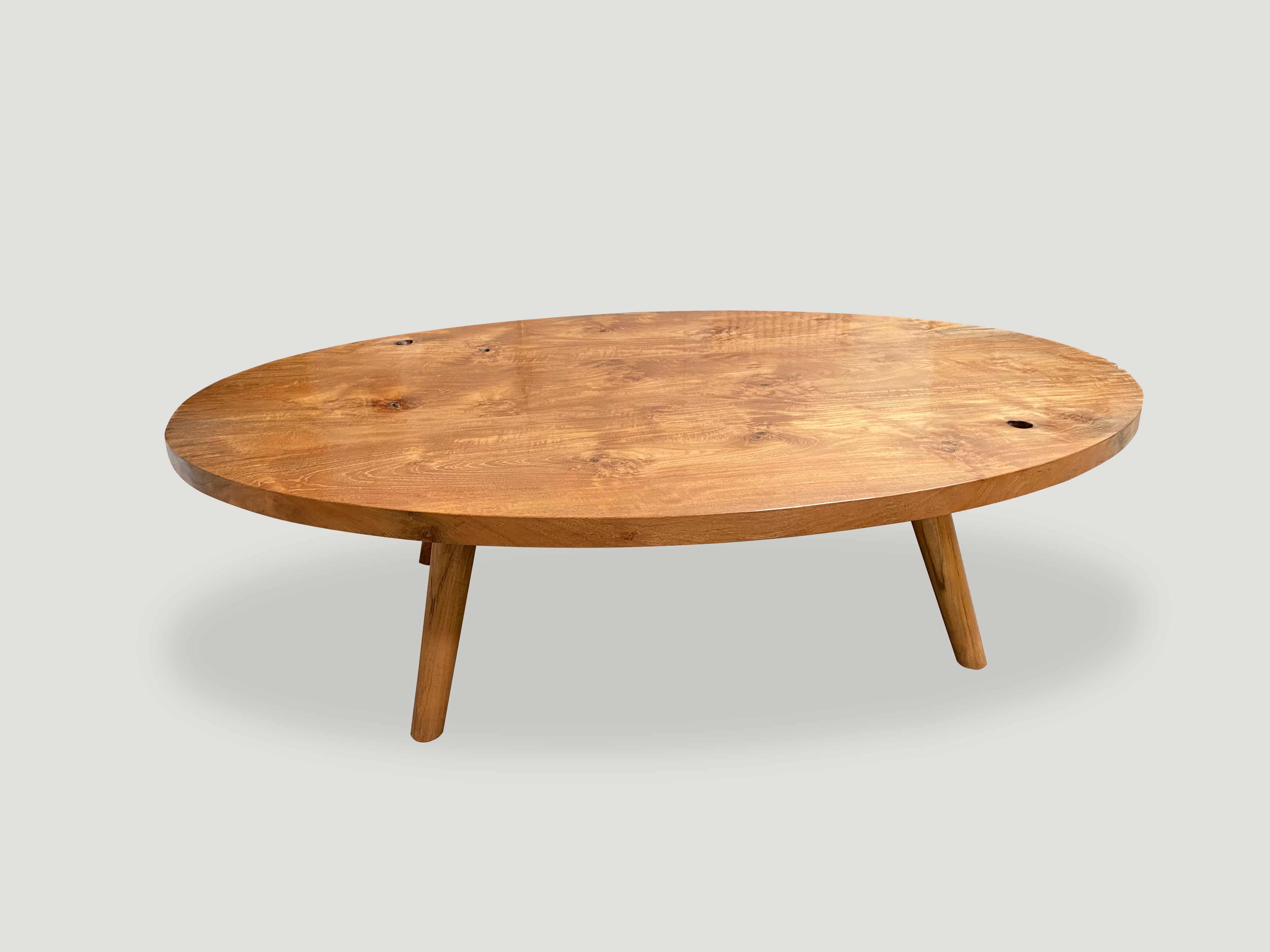 natural reclaimed teak wood oval coffee table