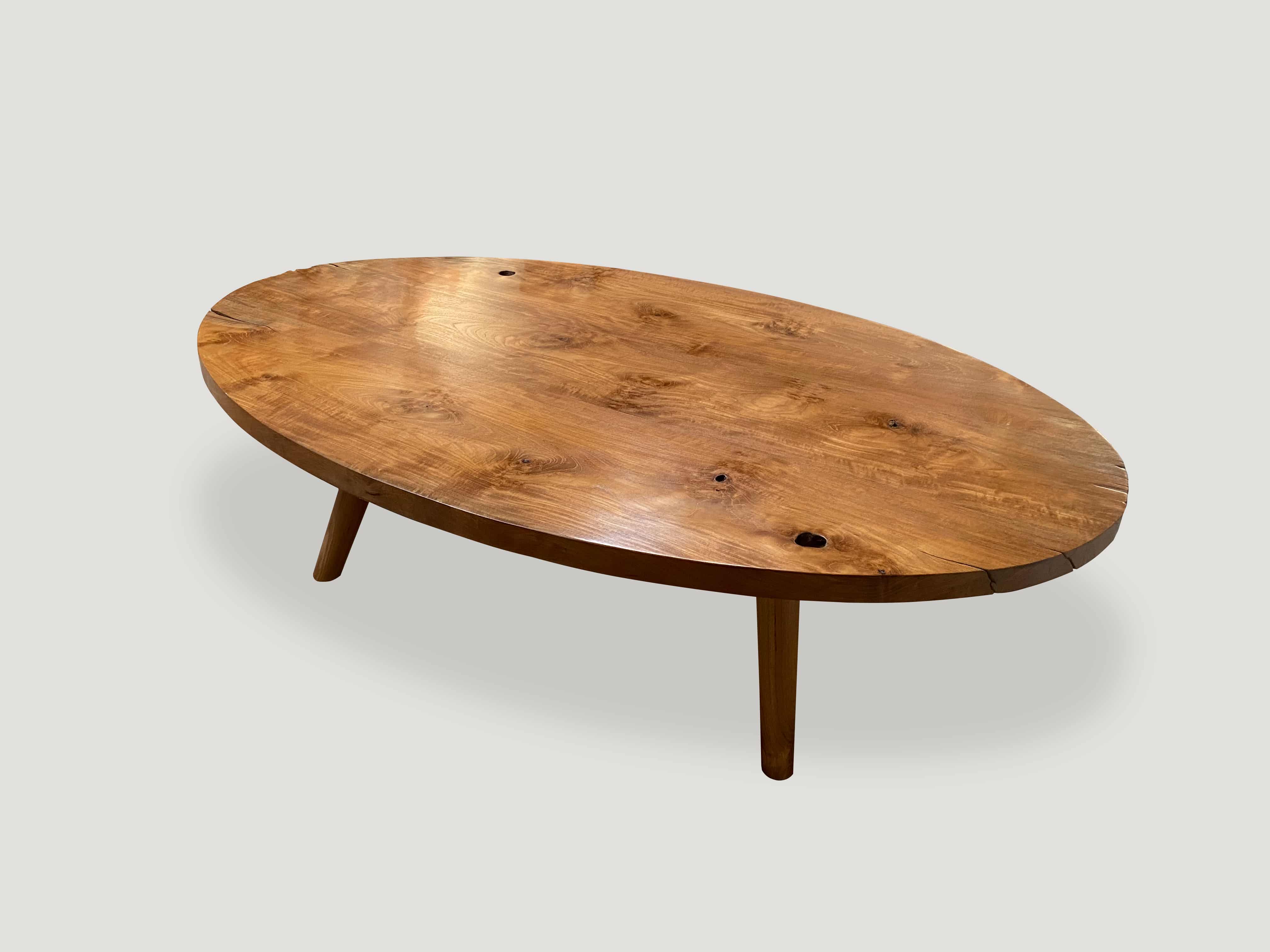 natural reclaimed teak wood oval coffee table