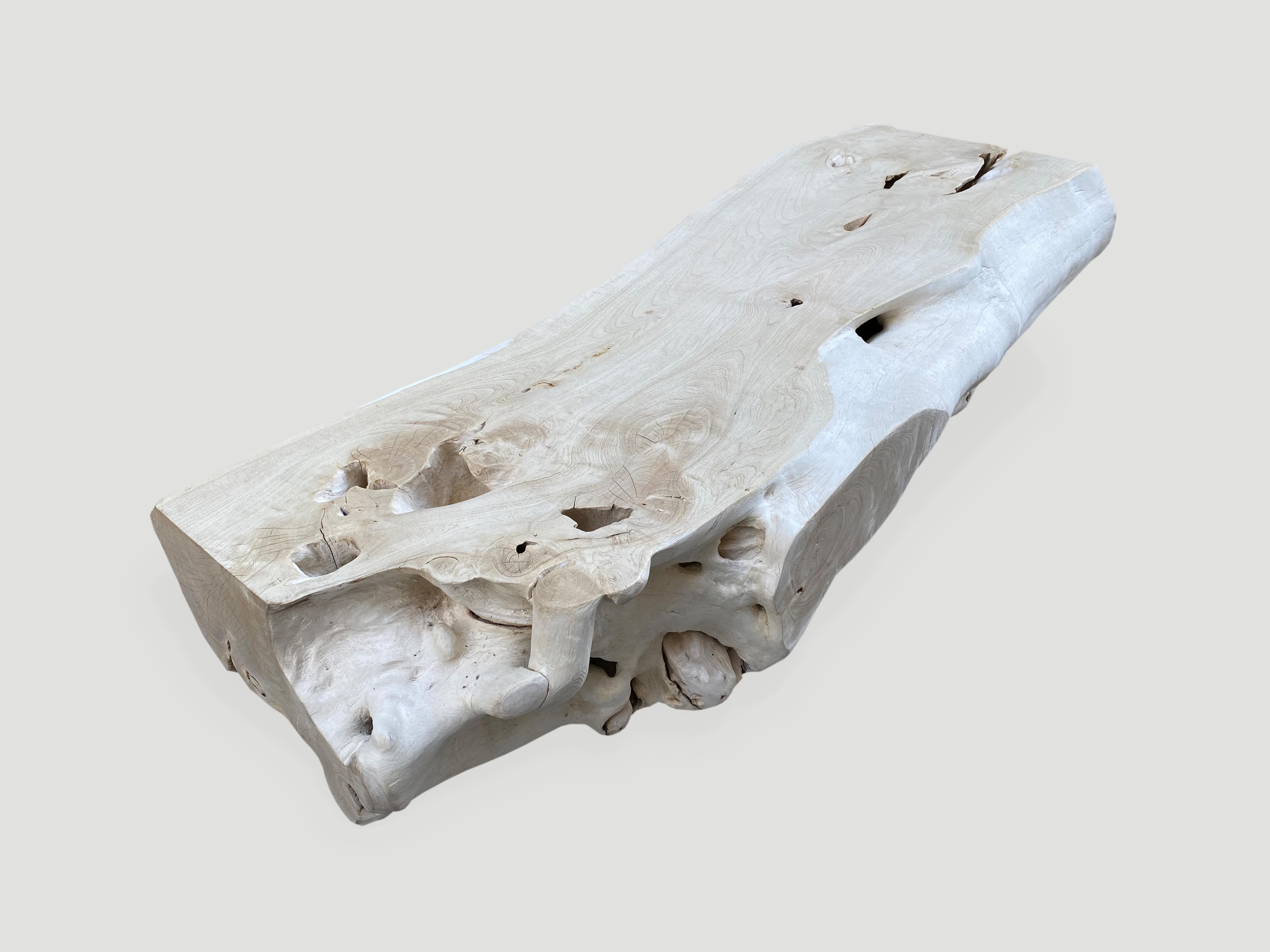 reclaimed teak wood root log or bench