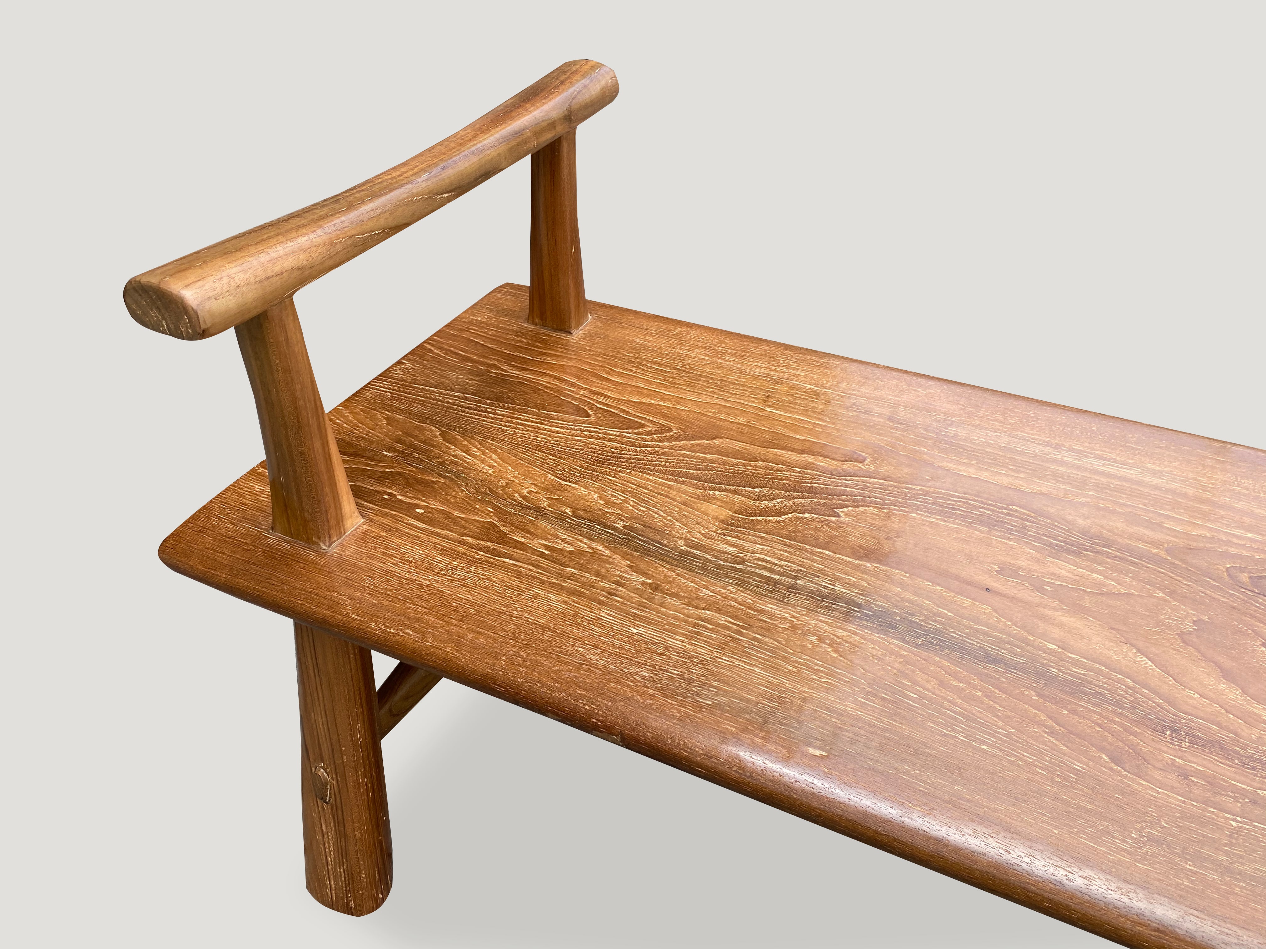 Mid Century Couture bench with arms