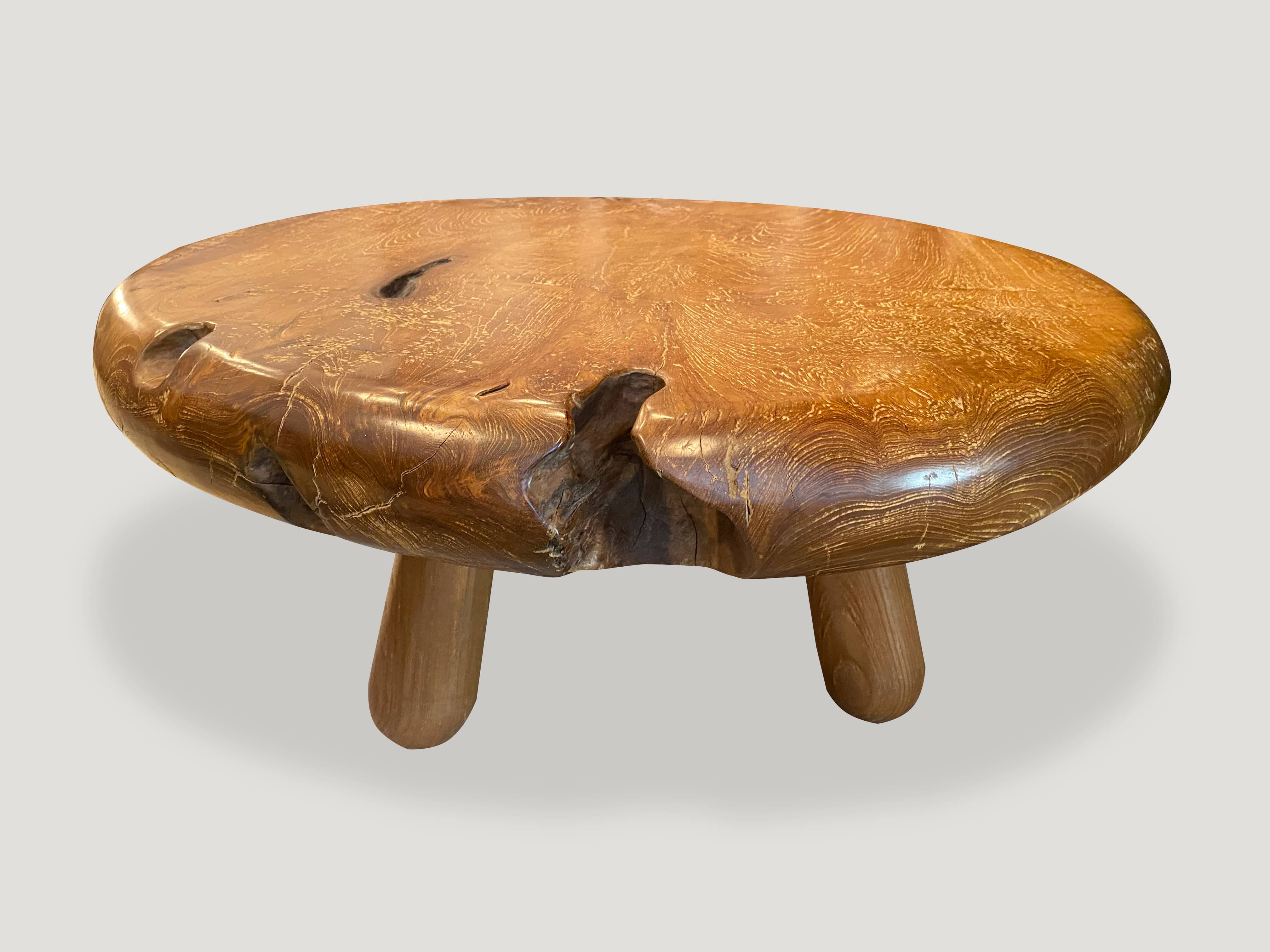 mid century round teak coffee table