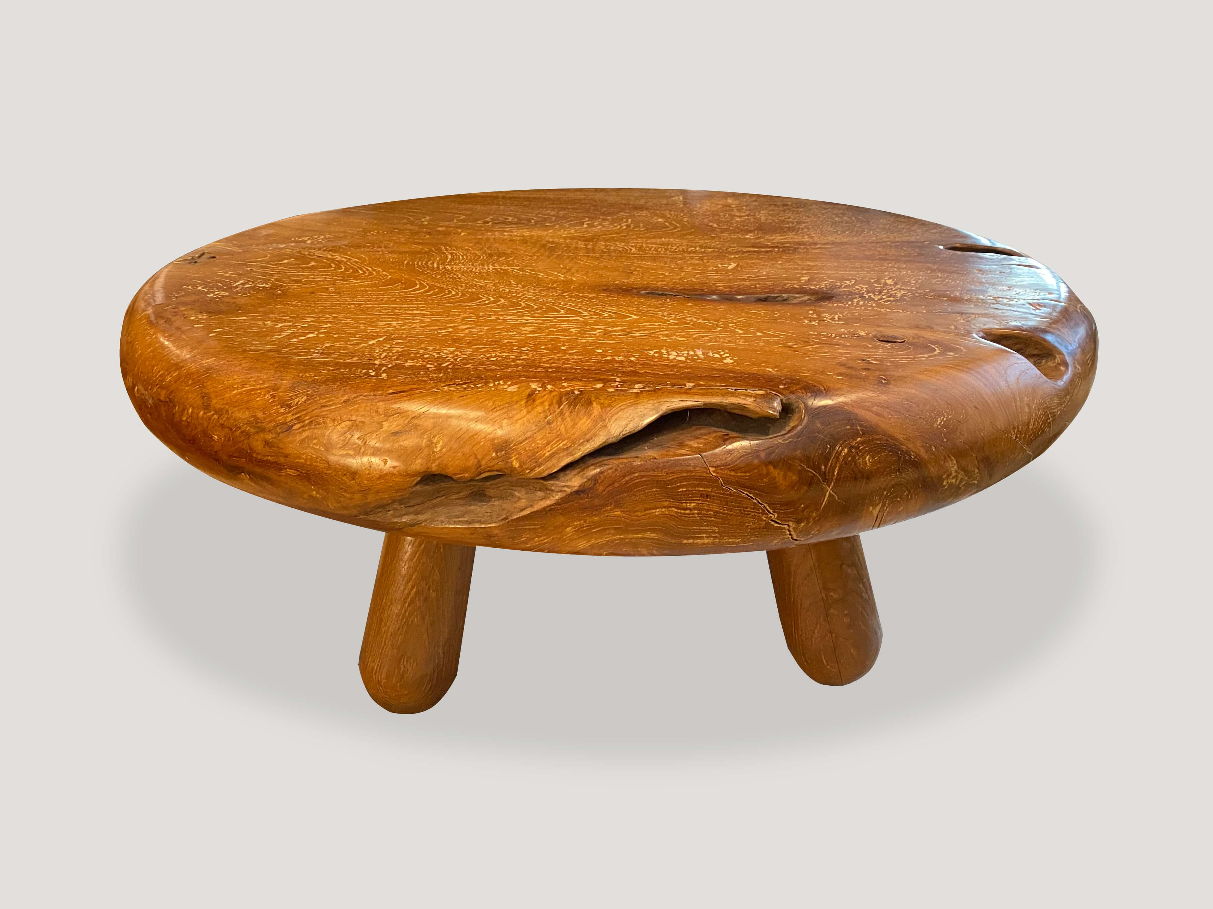 mid century round teak coffee table