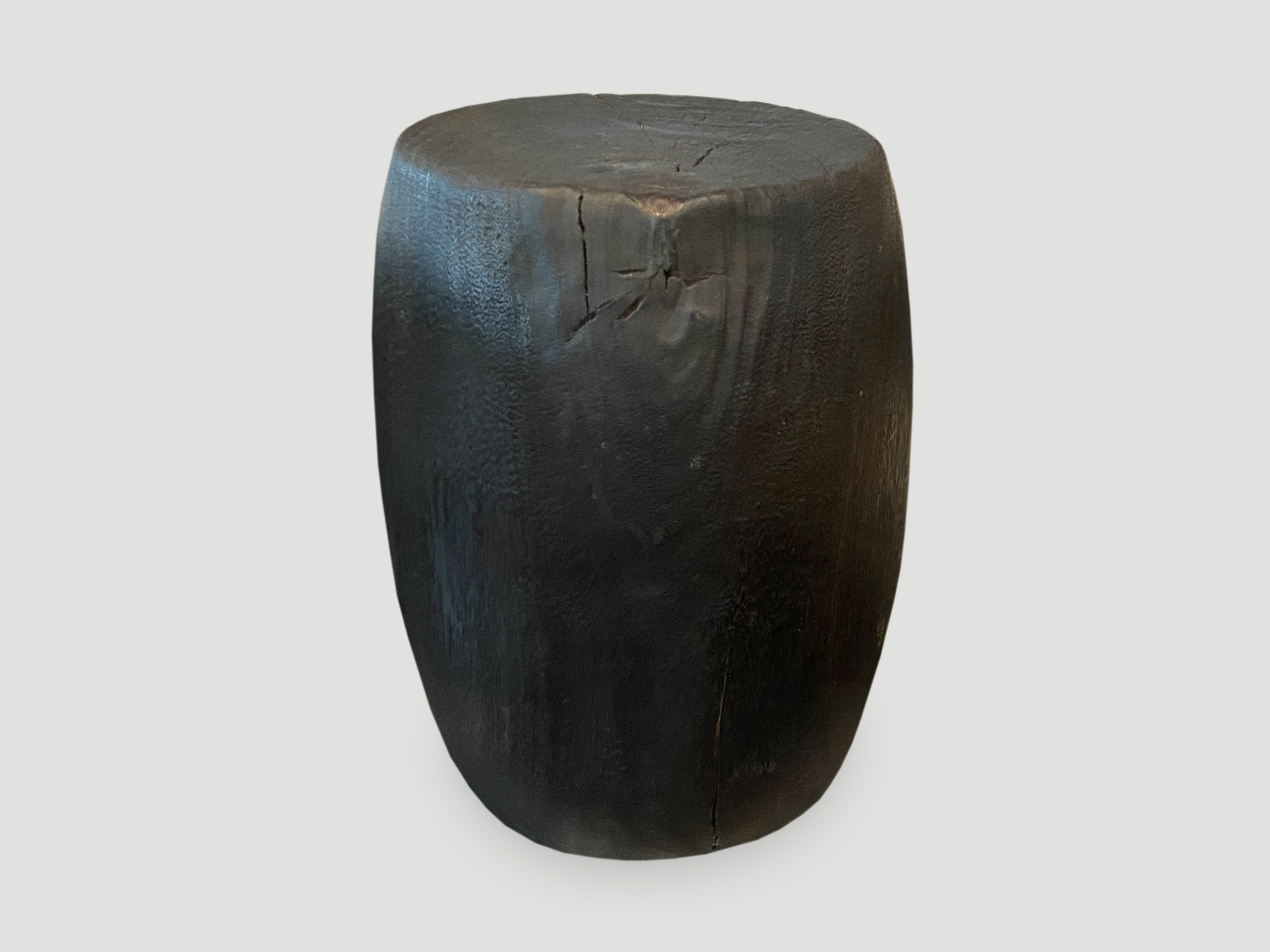 drum shape reclaimed teak wood side table or stool