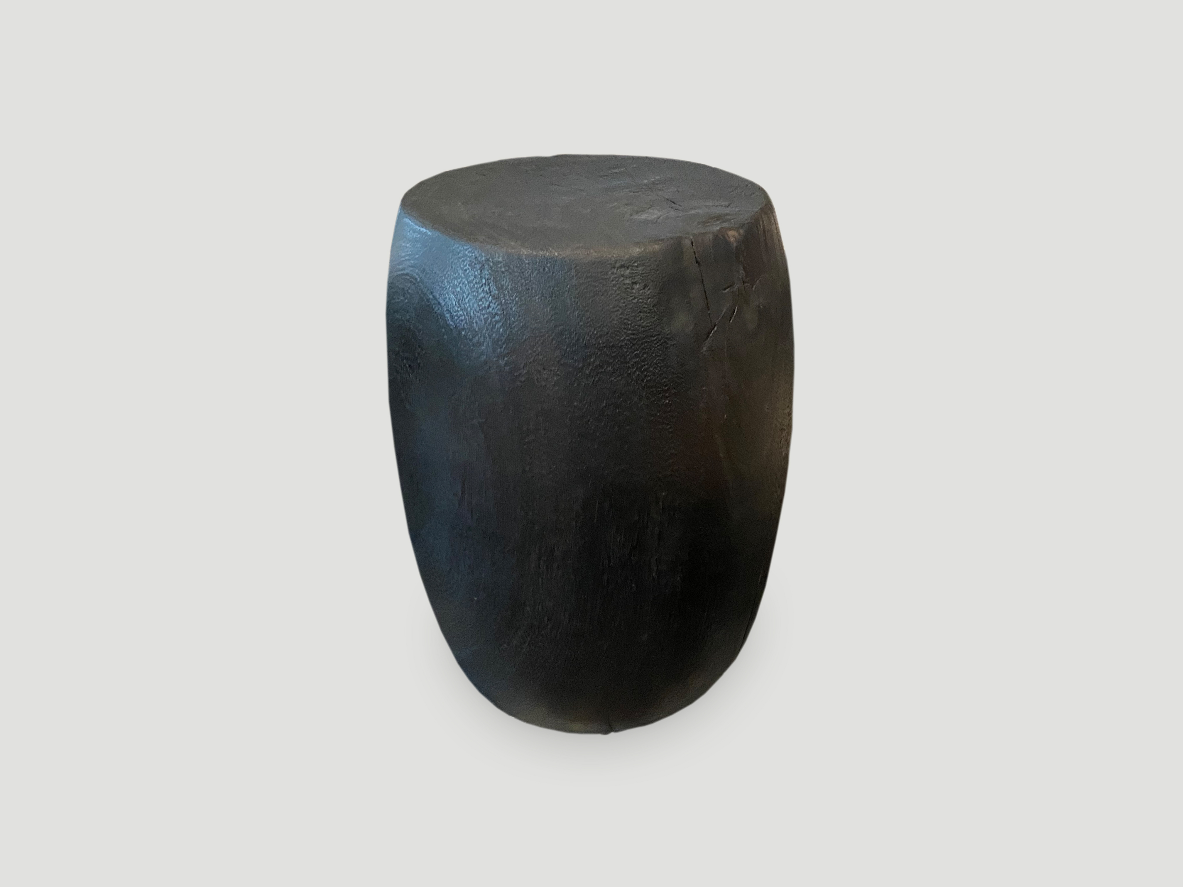 drum shape reclaimed teak wood side table or stool