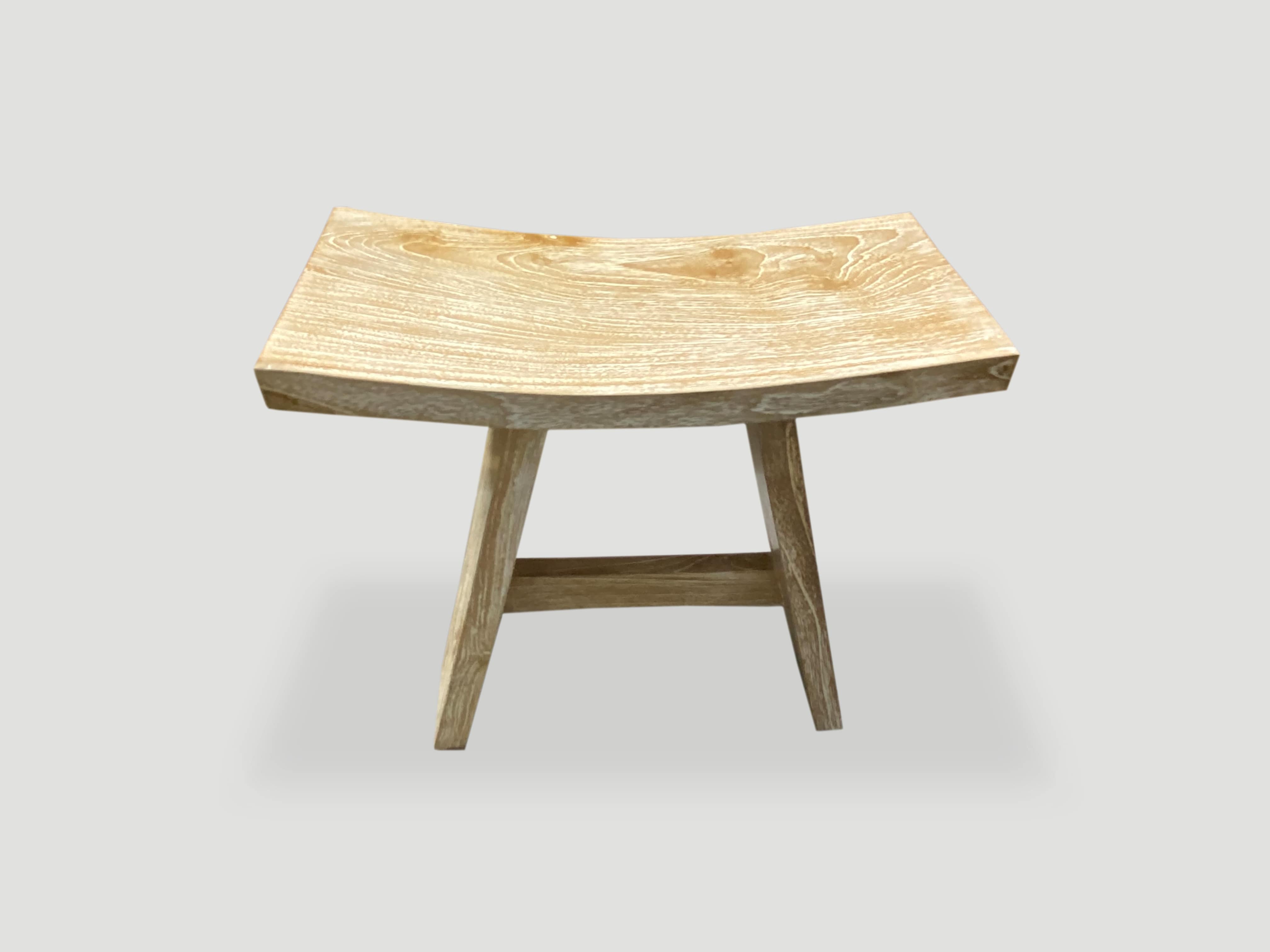 minimalist cerused teak wood bench