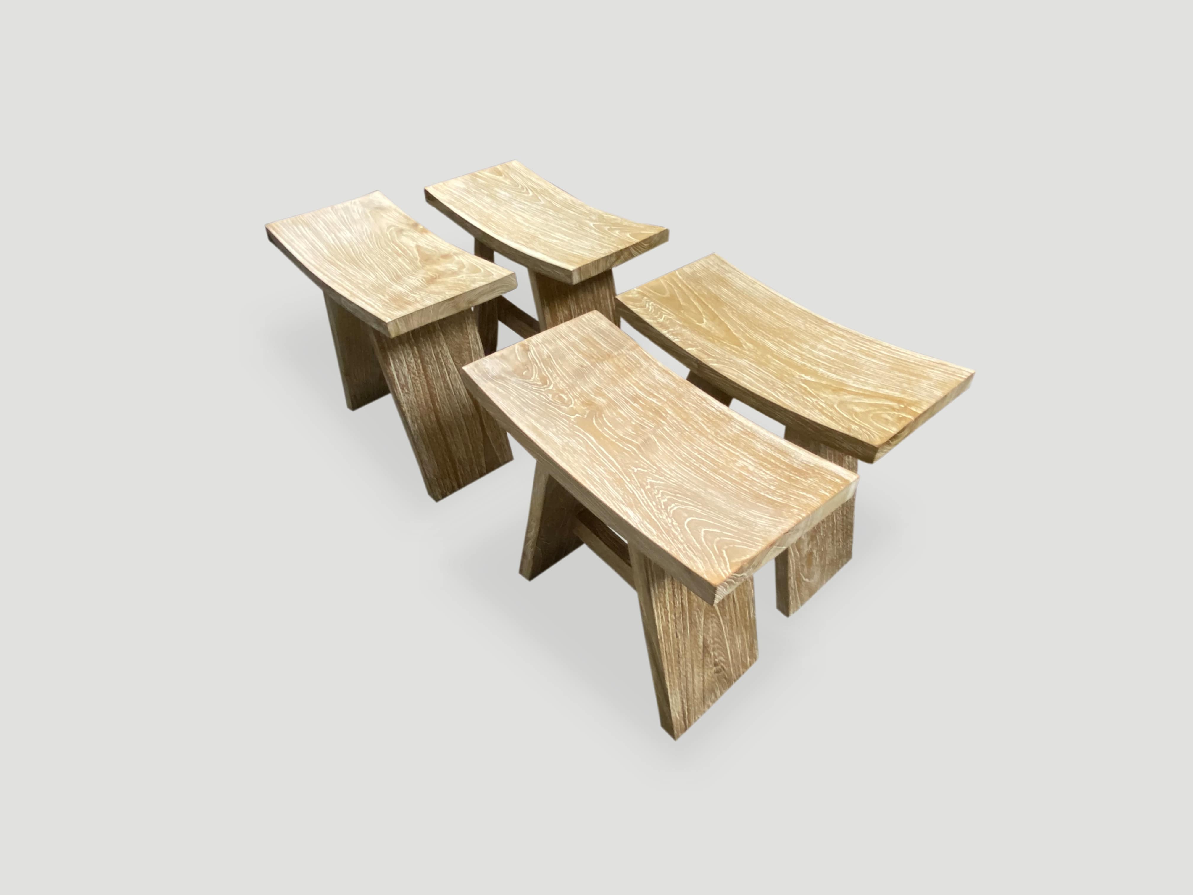 minimalist cerused teak wood bench