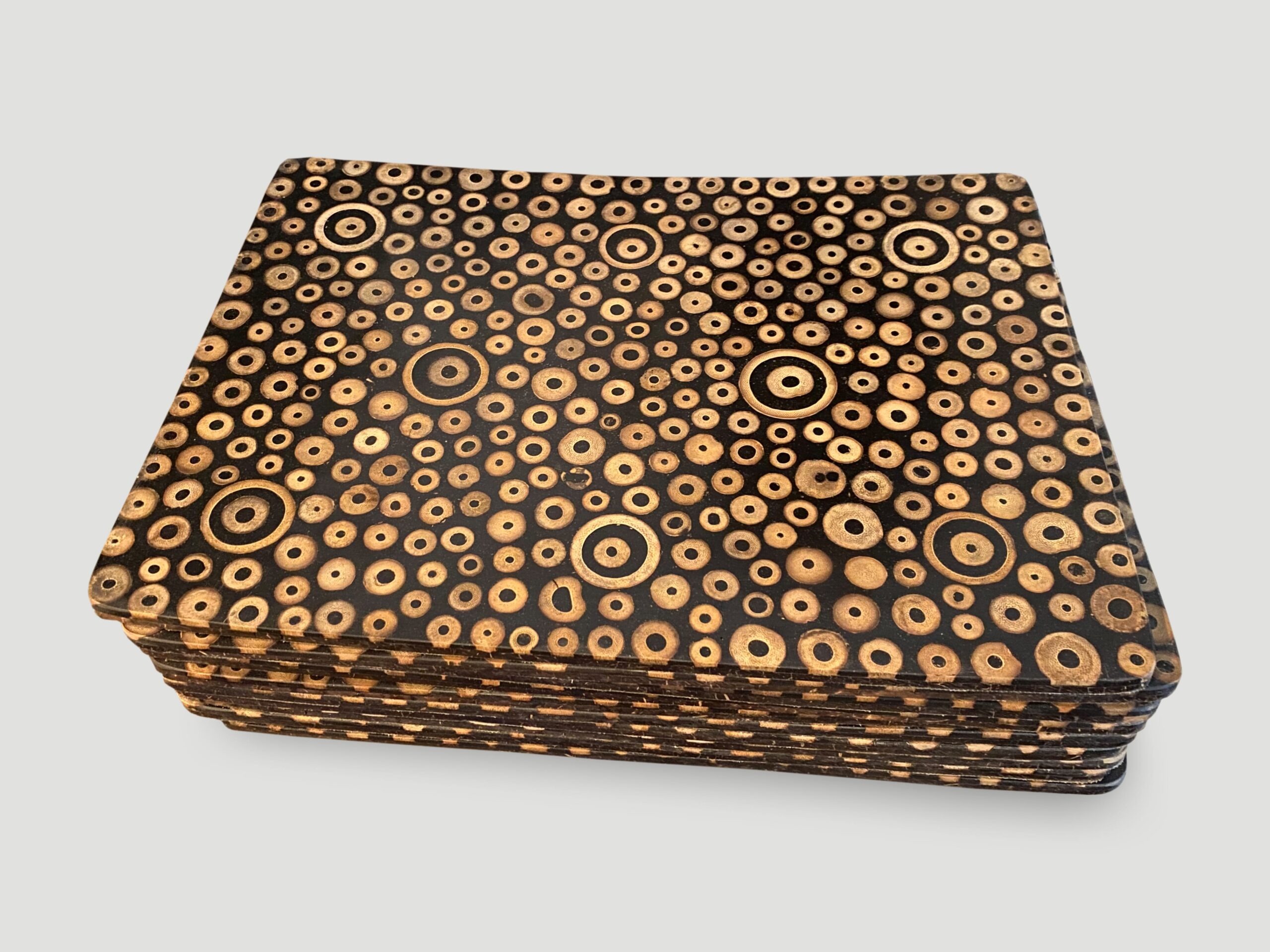 sliced bamboo and resin placemats