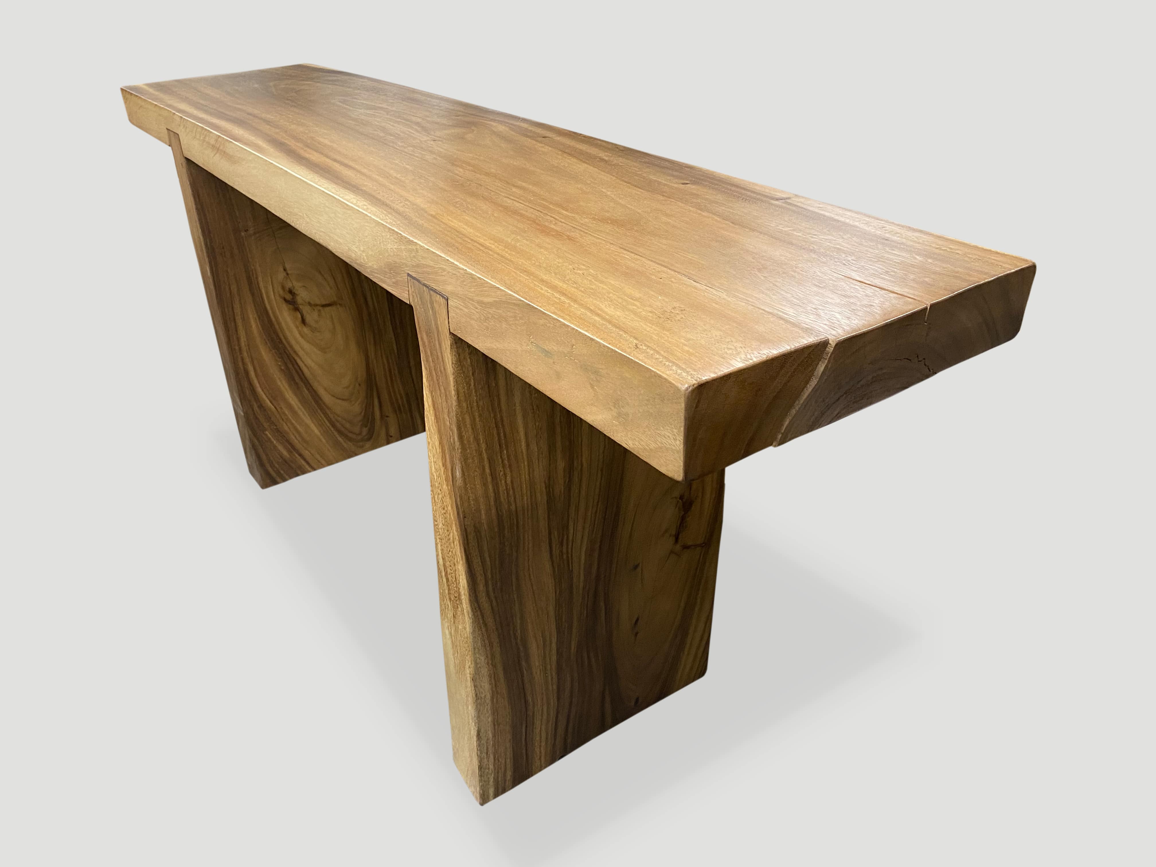 minimalist suar wood console