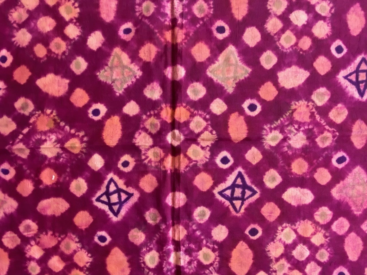 Antique Burnt Orange and Purple Silk Textile 48TV - Andrianna Shamaris