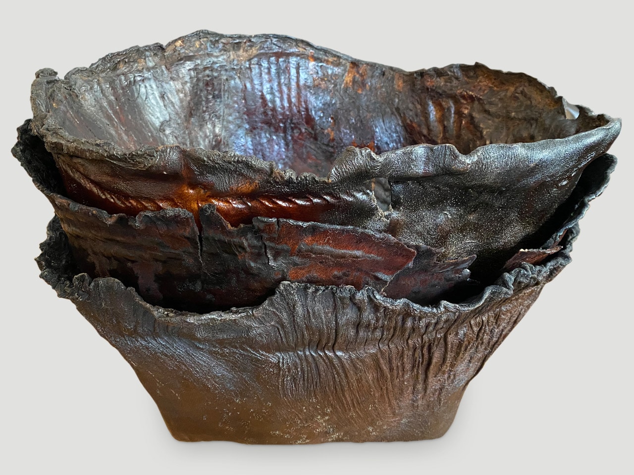 aged buffalo hide container