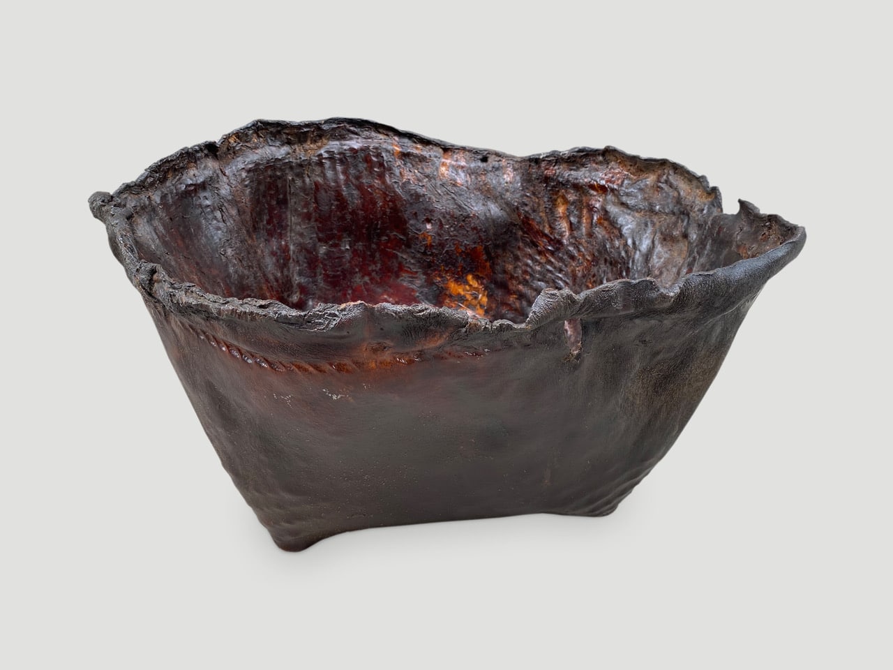 polished buffalo hide container