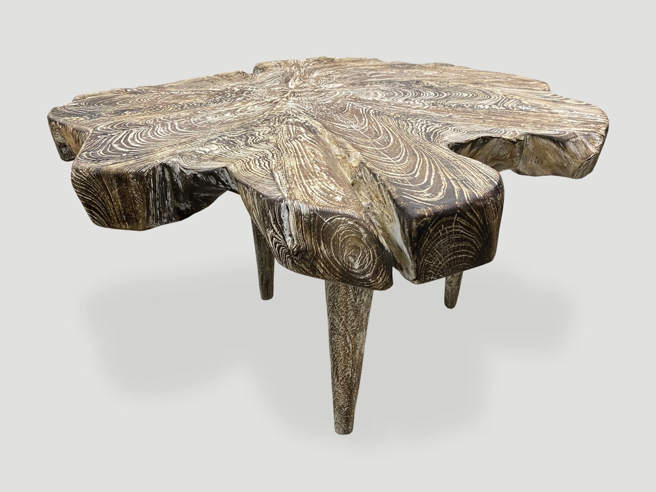 reclaimed three inch wood slab teak side table