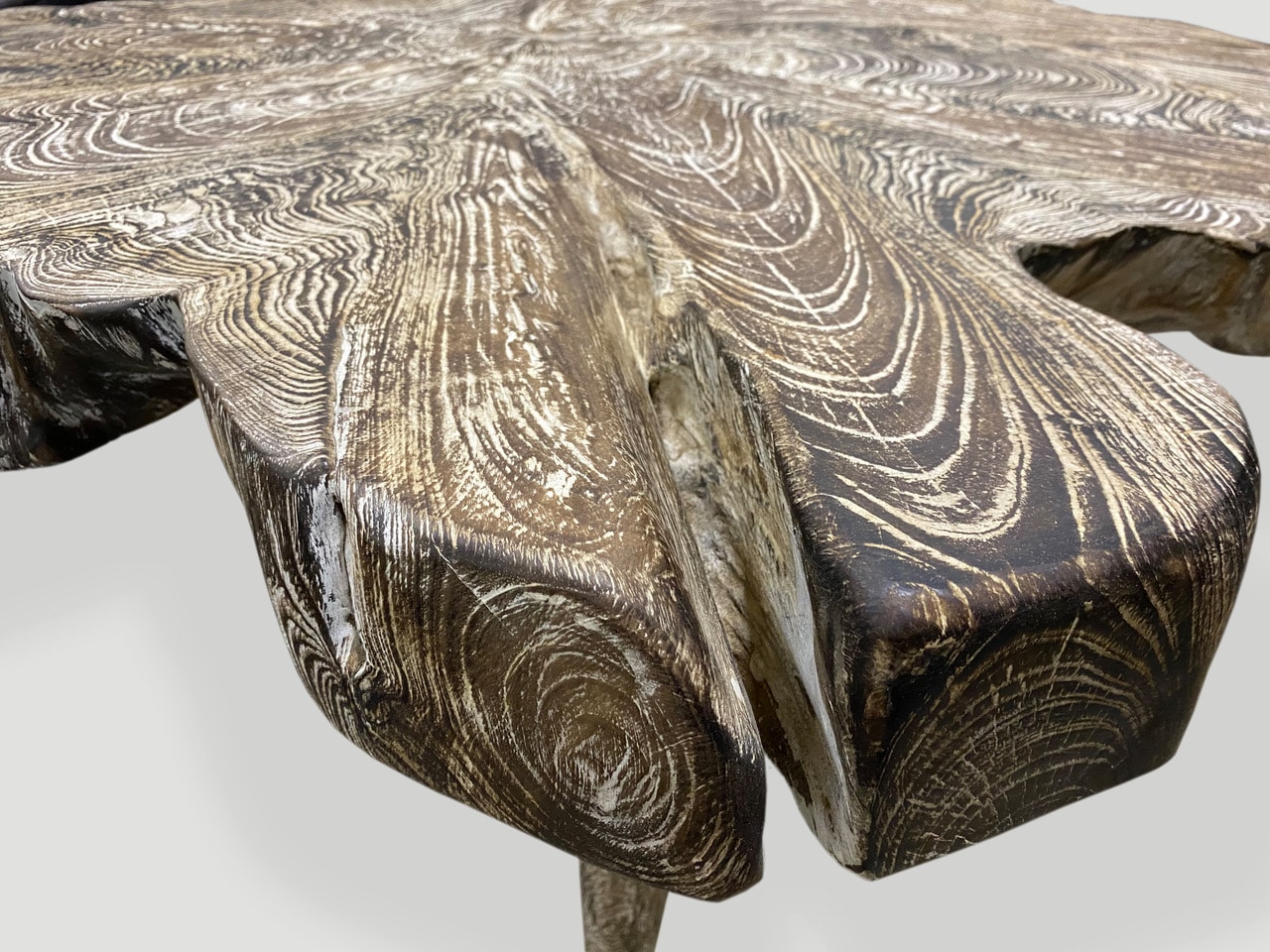 reclaimed three inch wood slab teak side table