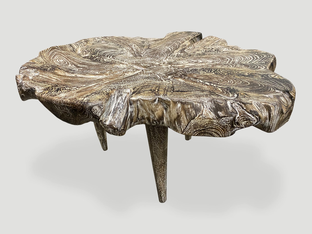 reclaimed three inch wood slab teak side table