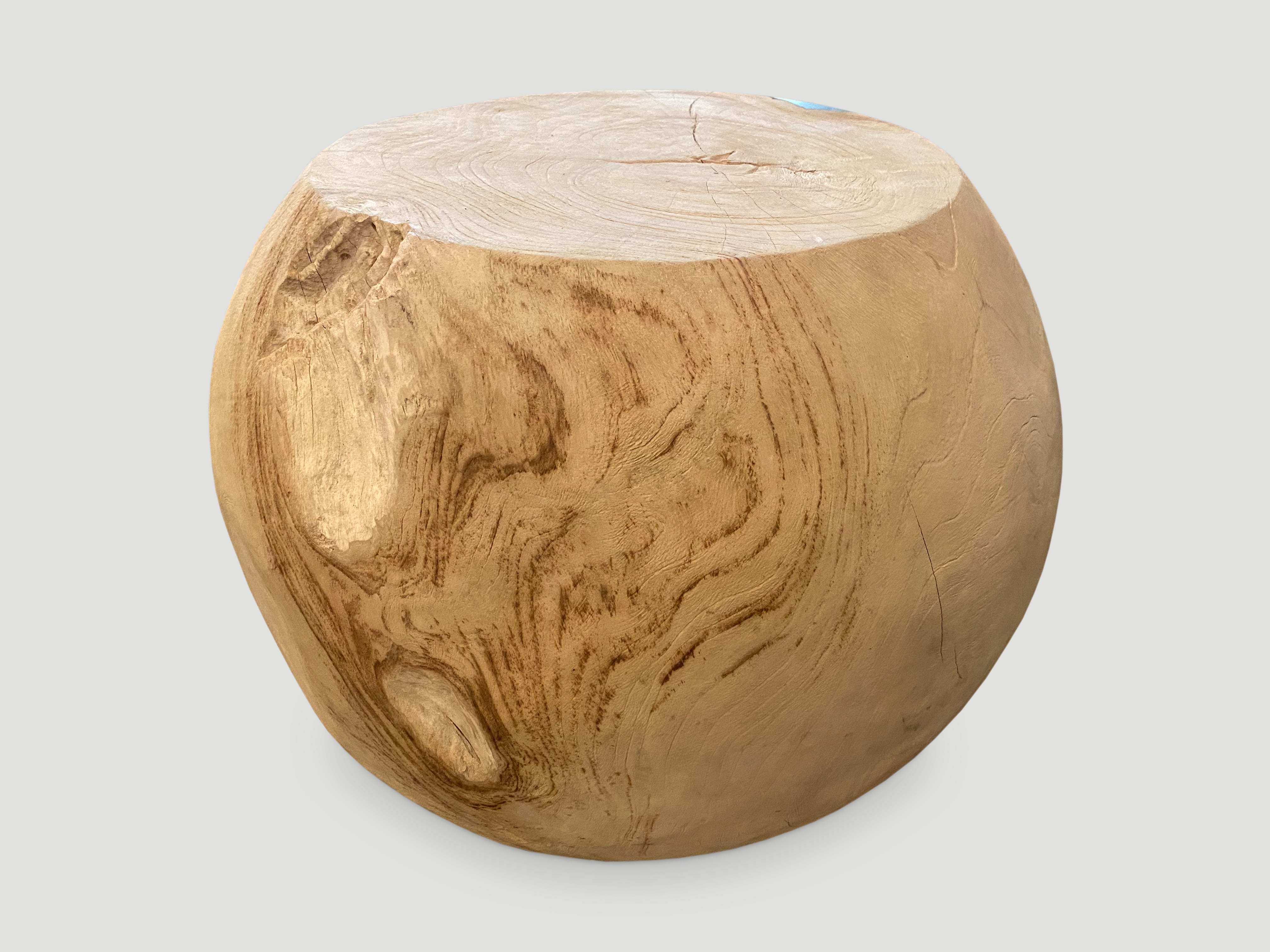 teak and resin drum side table