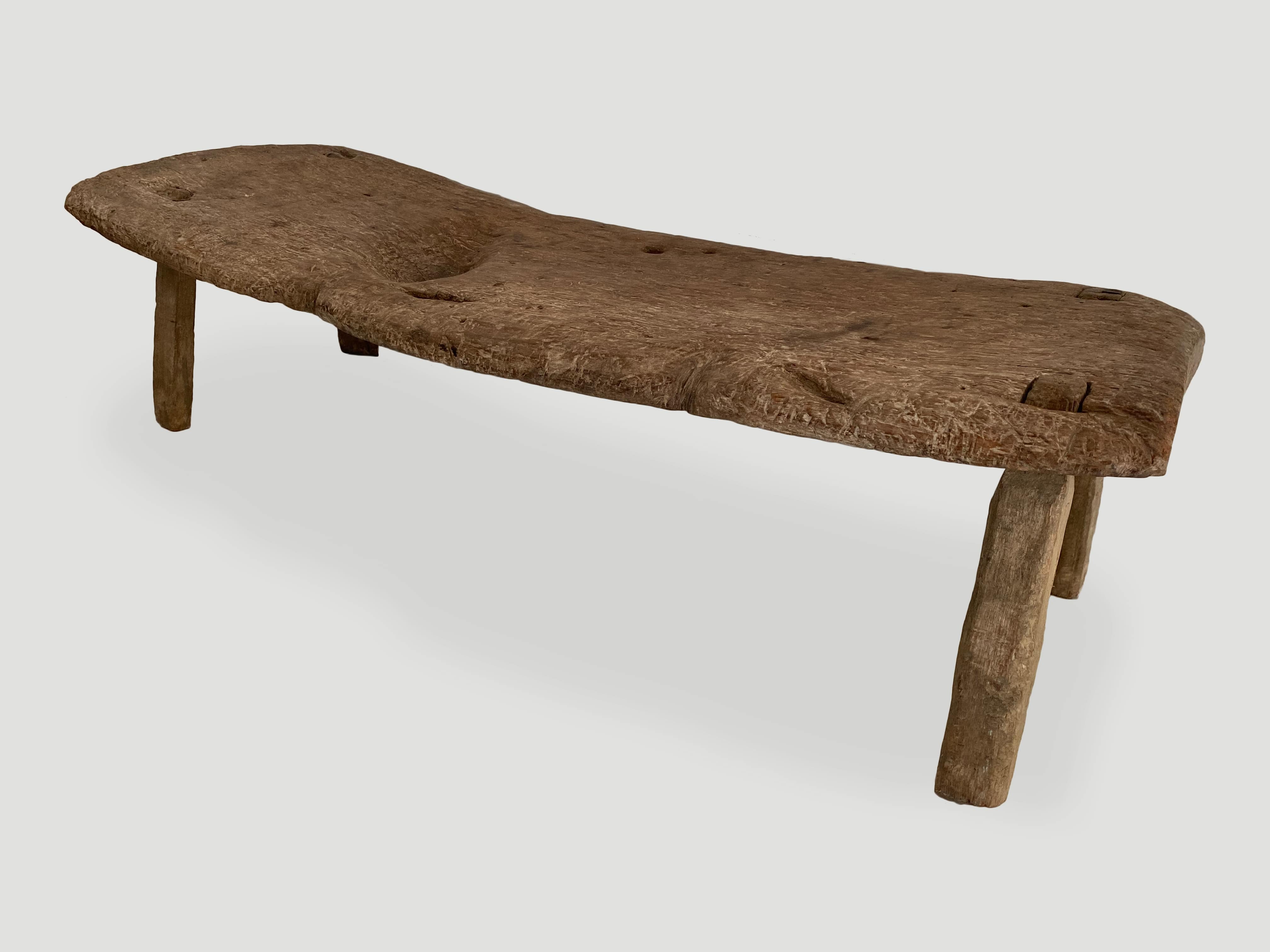 teak wood slab bench