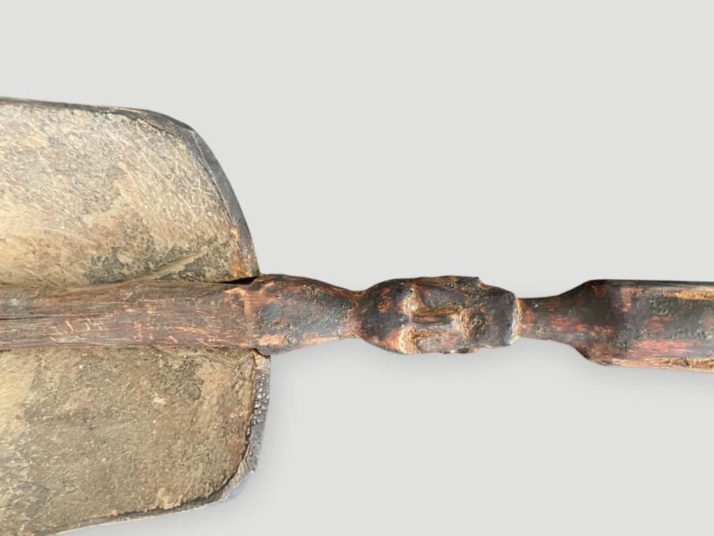 Antique Hand Carved Wood and Coconut Shell Ladle 46X - Andrianna Shamaris