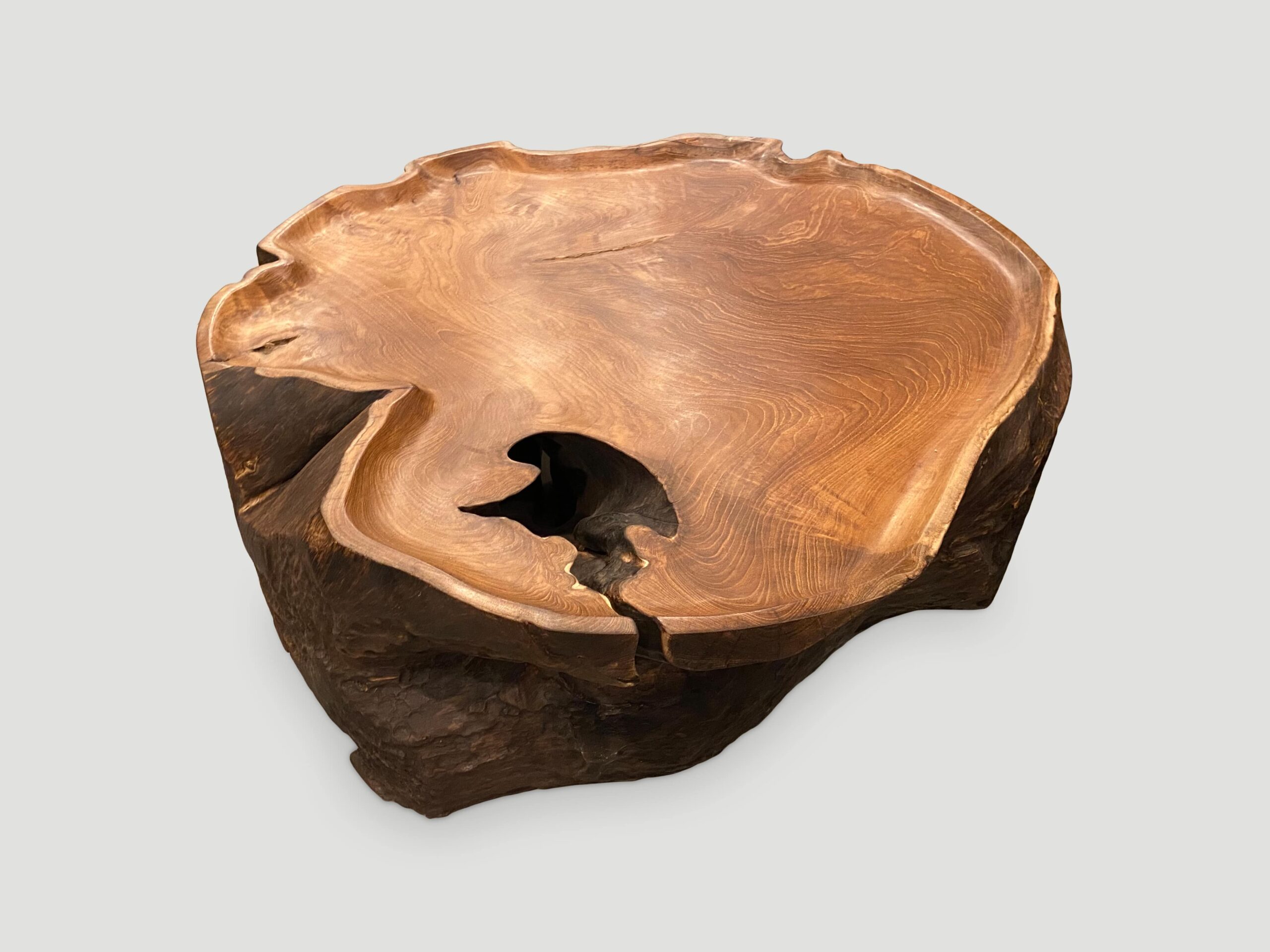 single charred teak wood coffee table