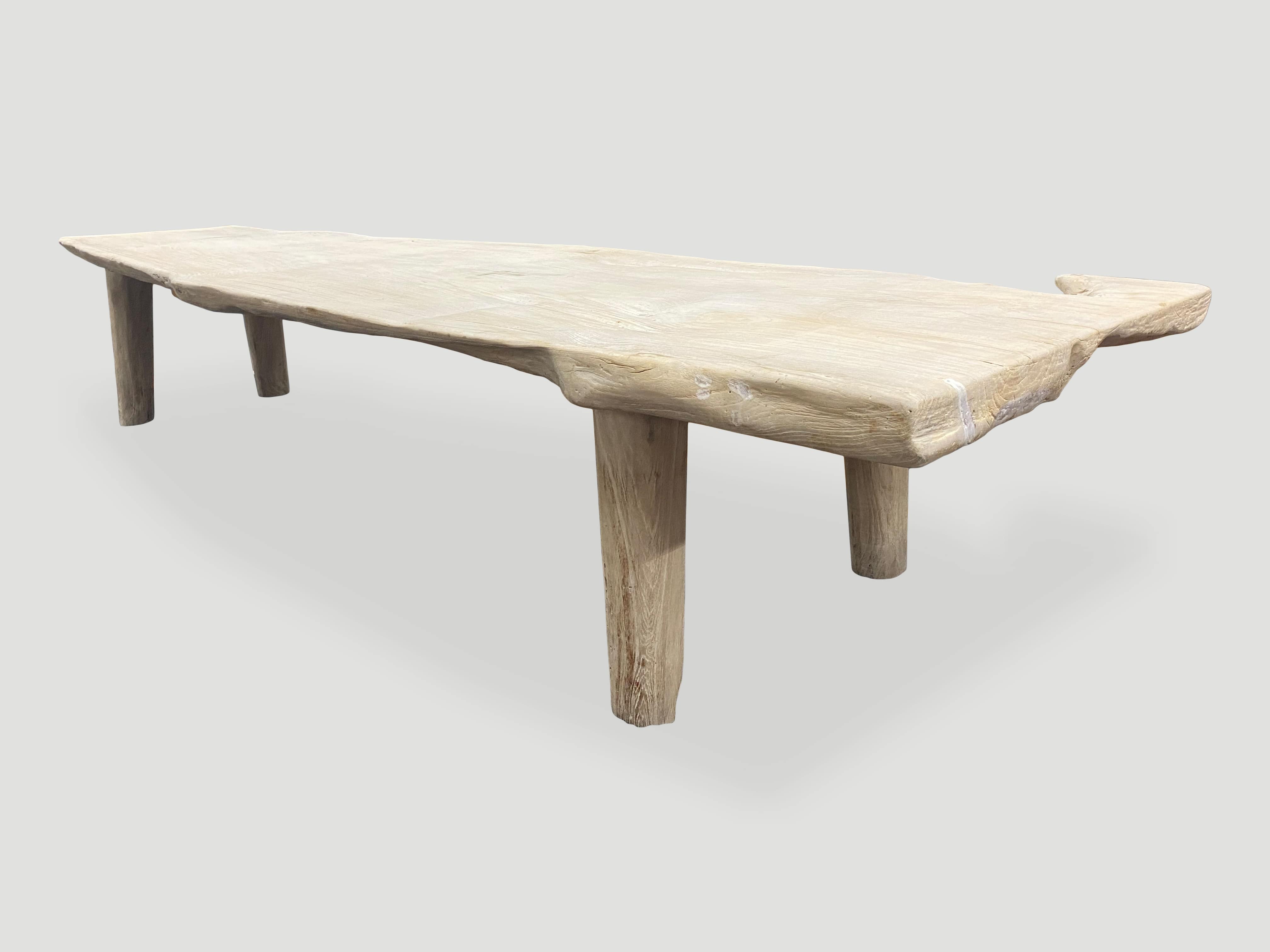 minimalist live edge teak wood coffee table or bench