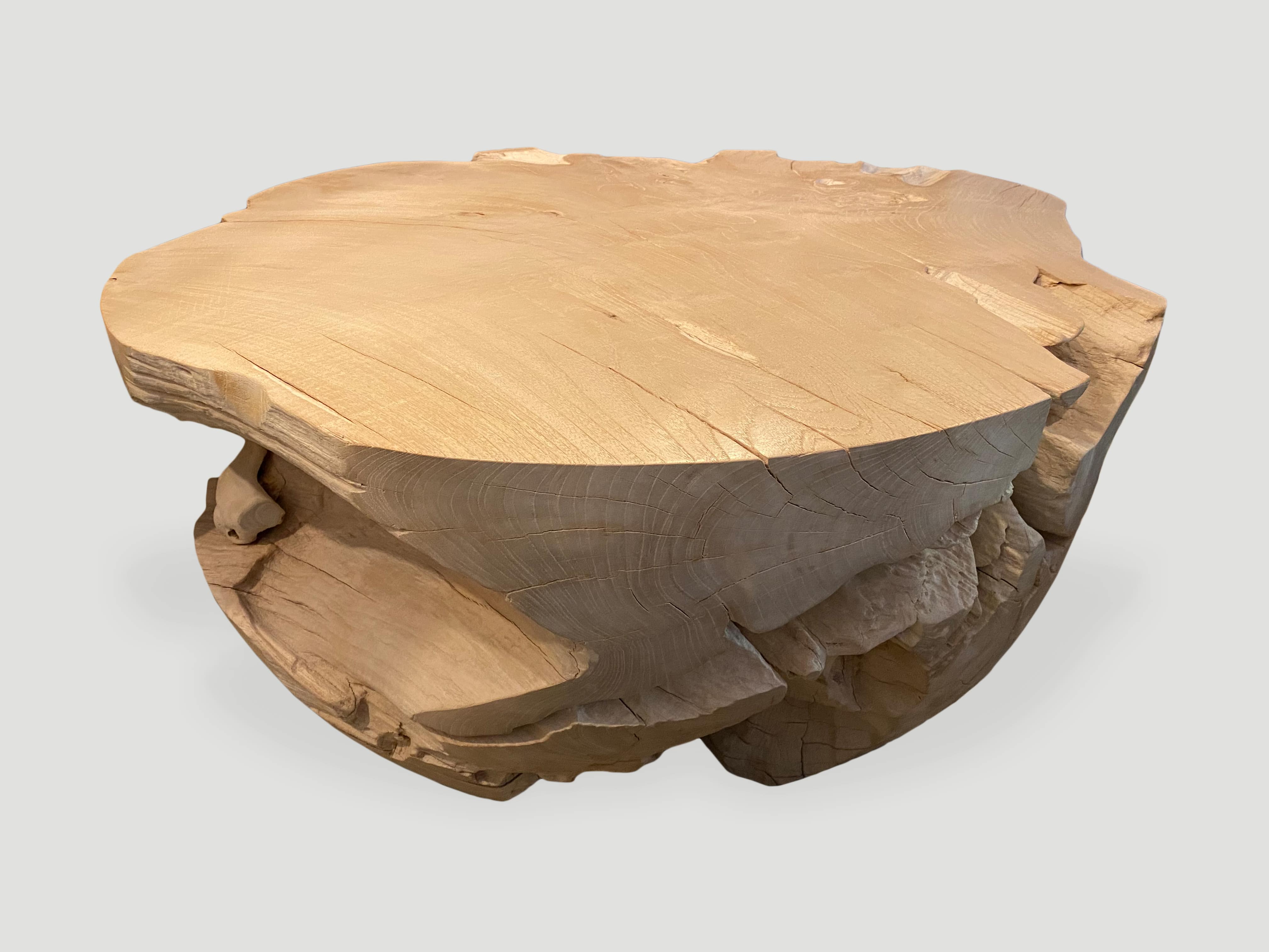 impressive bleached teak wood coffee table