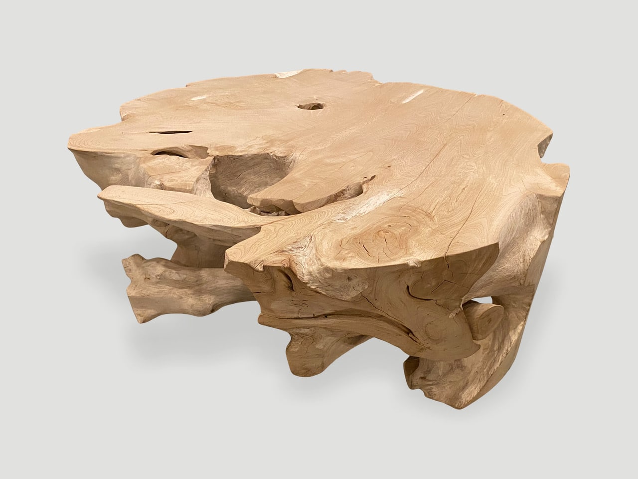 bleached teak wood coffee table
