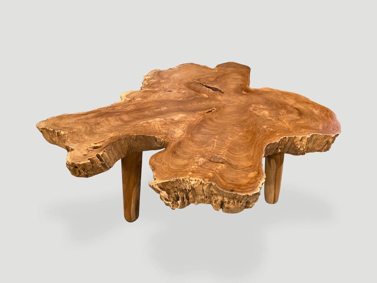 amorphous mid century style teak coffee table
