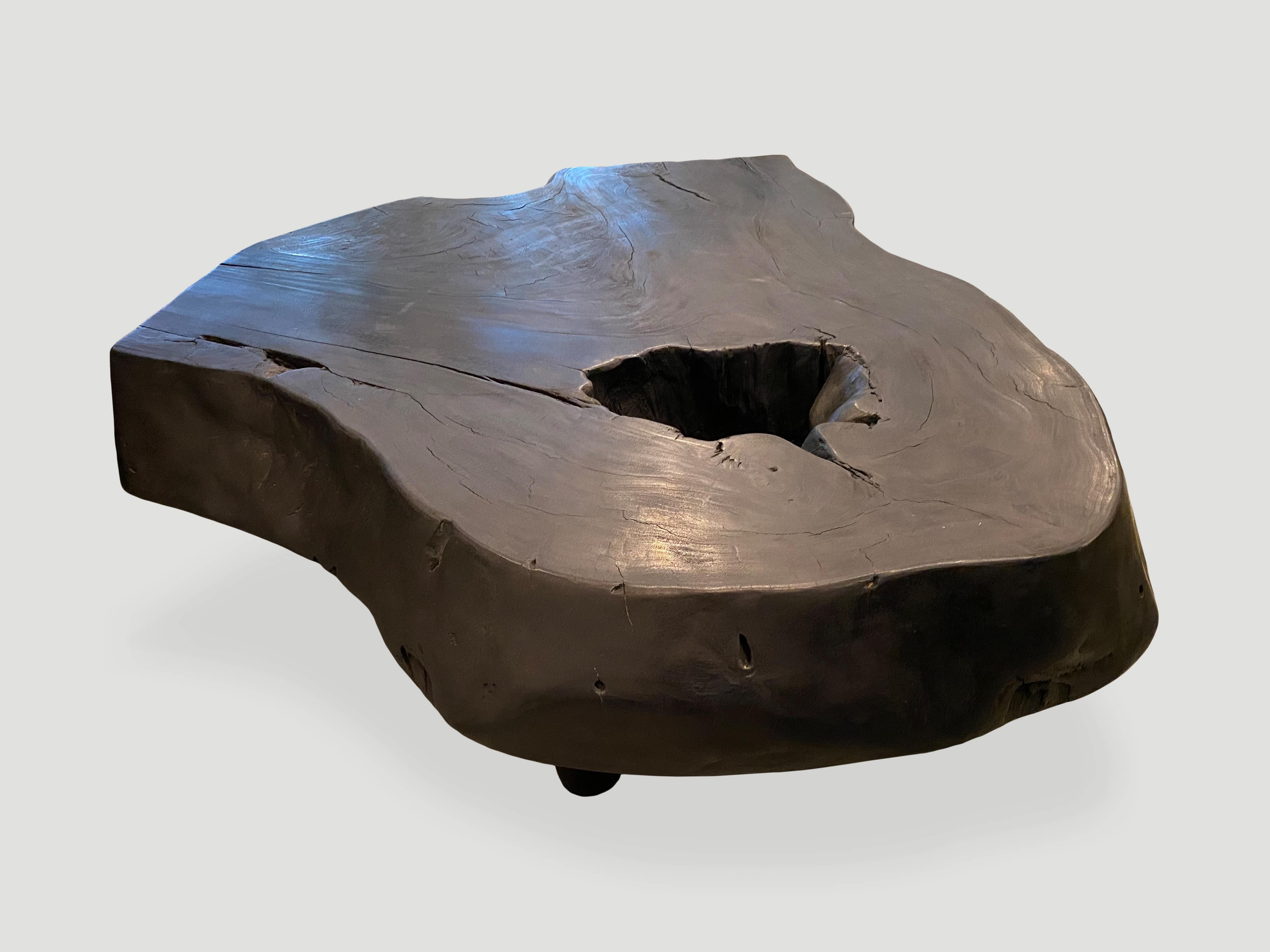 amorphous charred teak wood coffee table